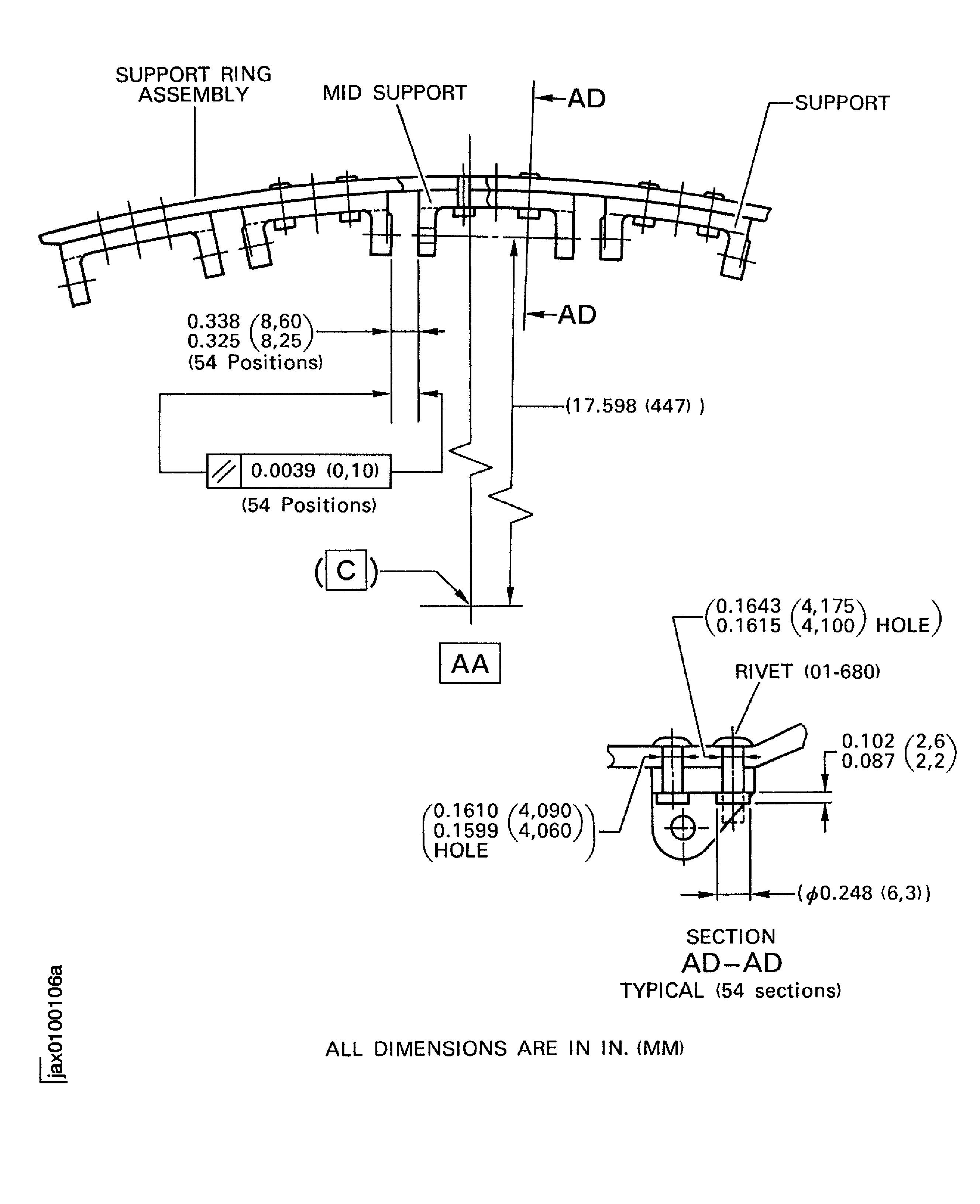 Replace the mid support of the support ring assembly - Assembly B