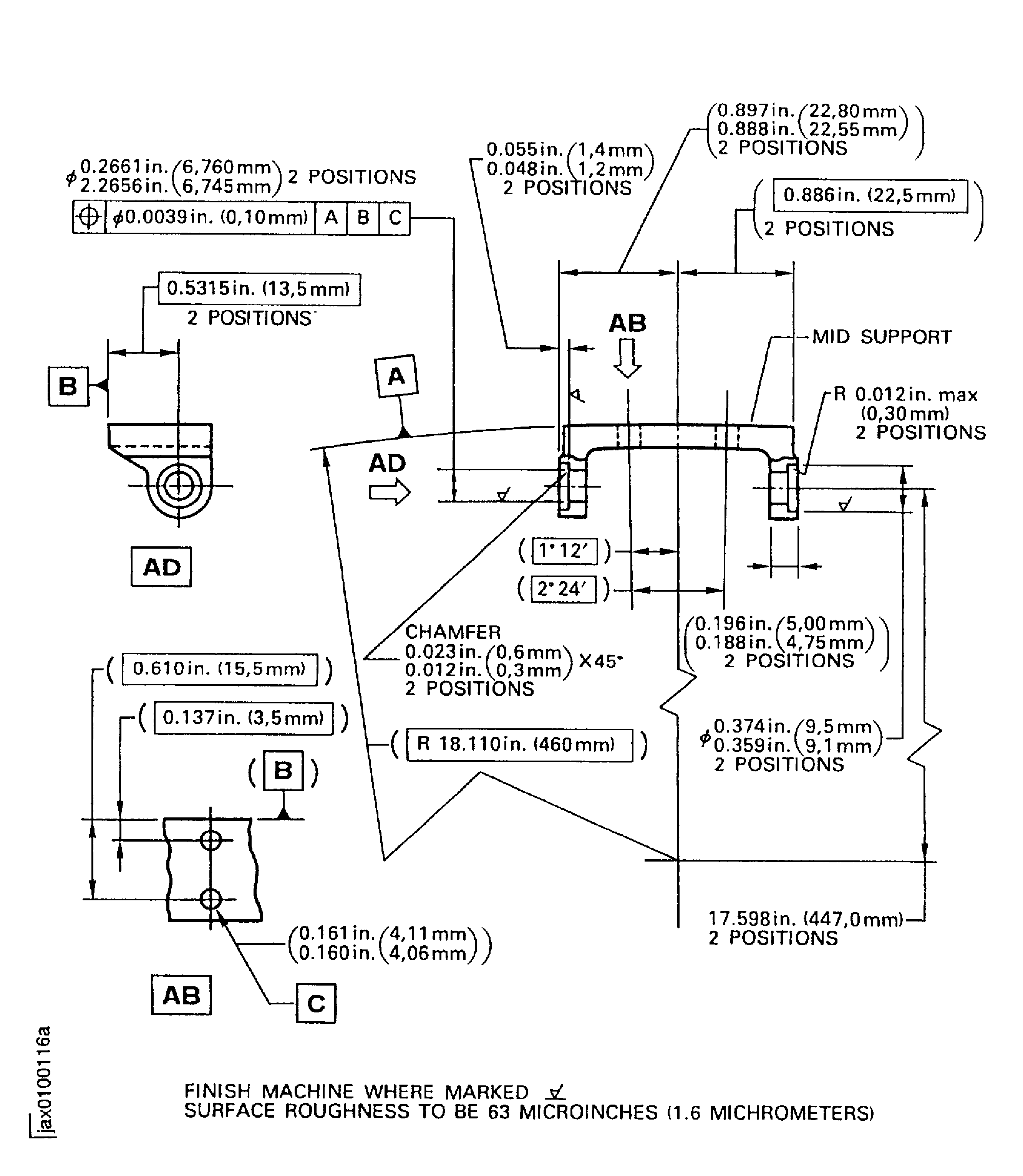 Repair details and dimensions - mid support