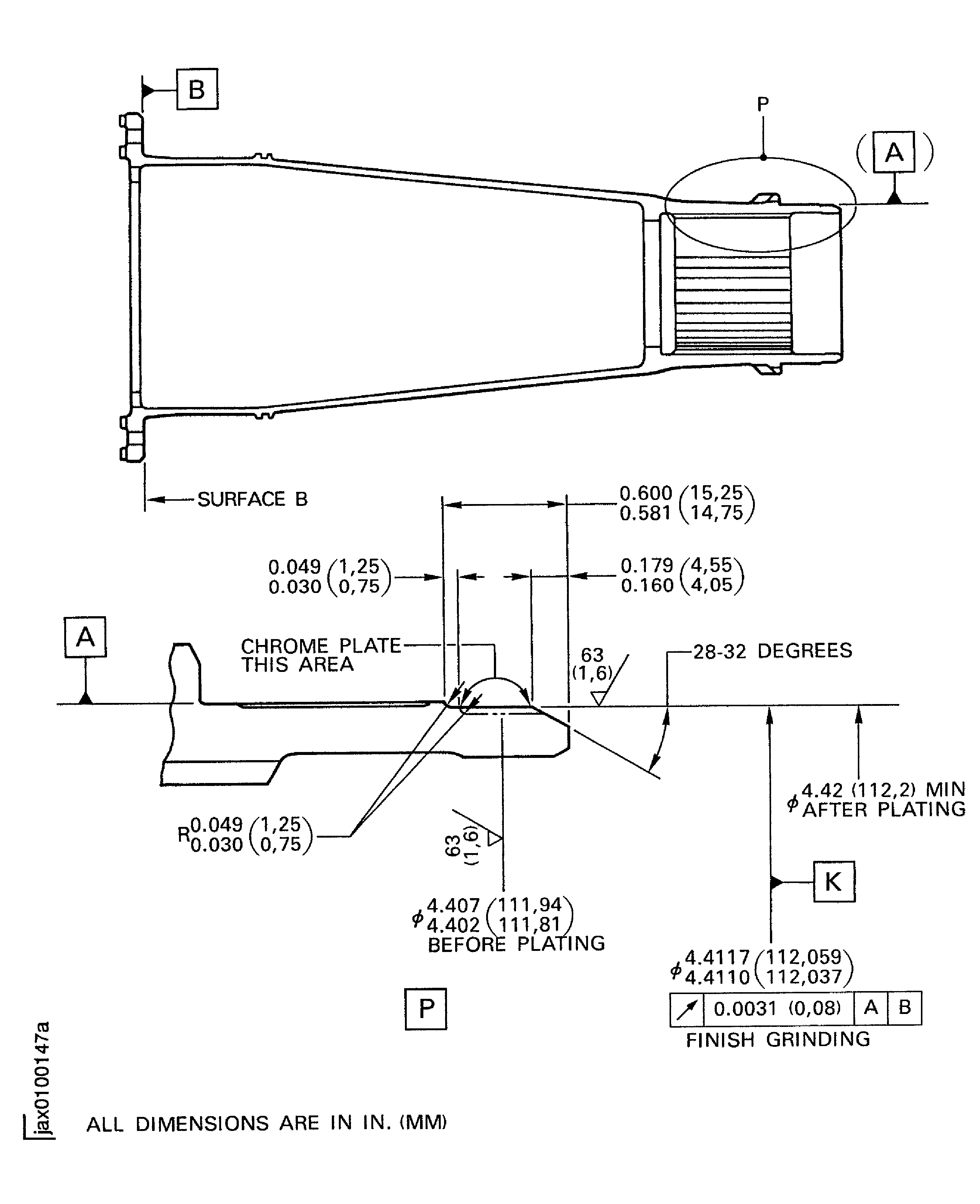 Apply chromium plating - stub shaft assembly