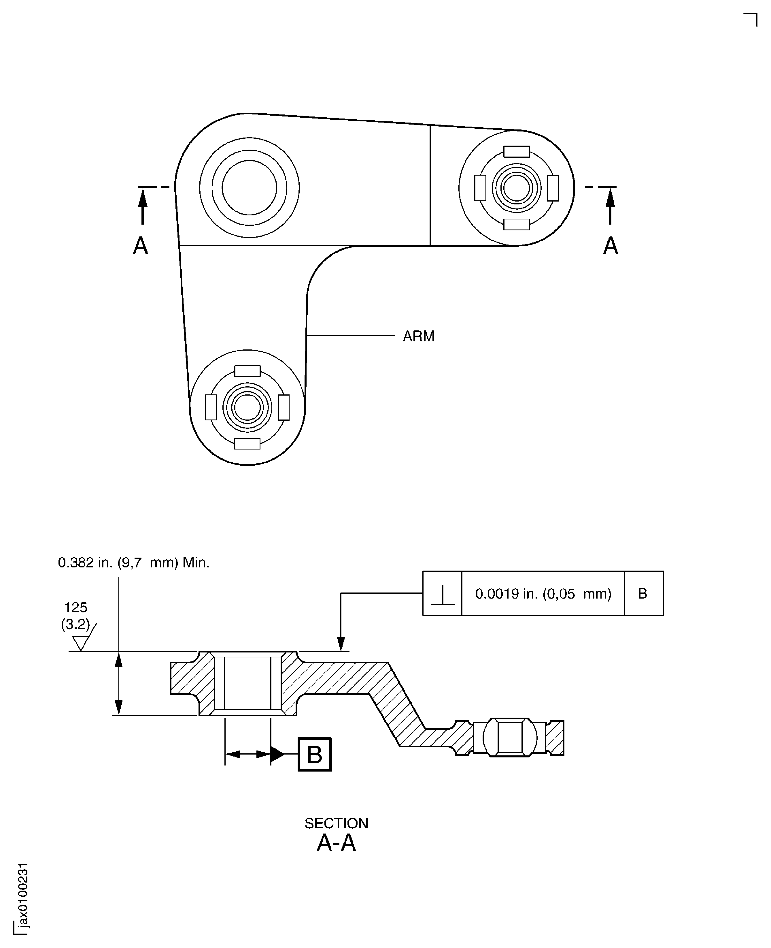 Repair details and machining dimensions - before plasma spray