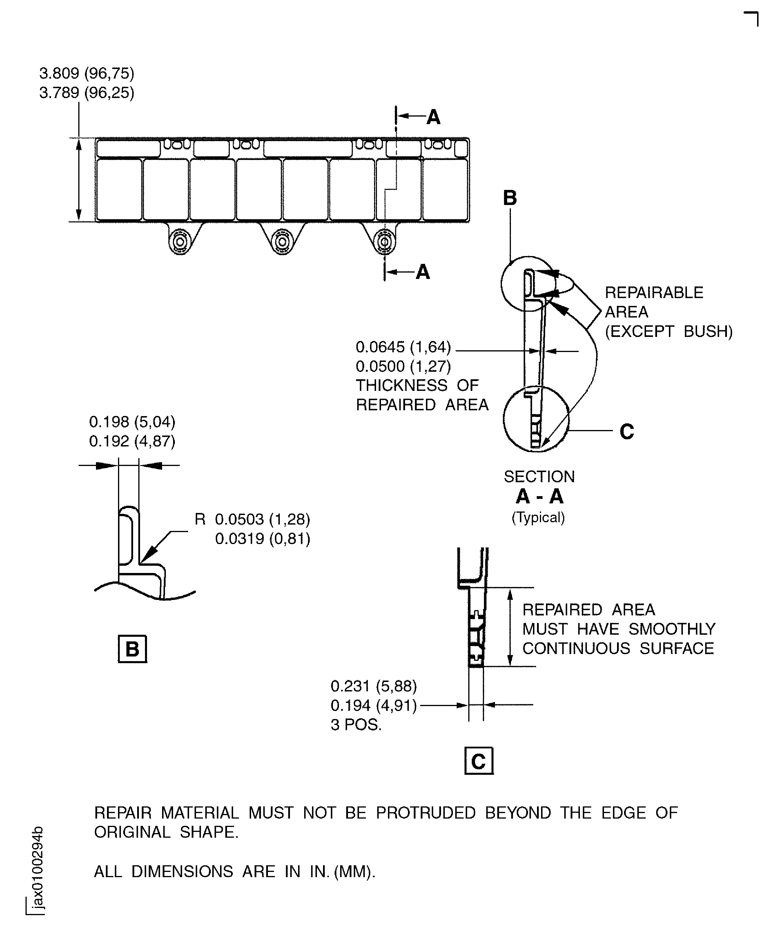 In process dimension before painting Polyurethane paint - Assembly A
