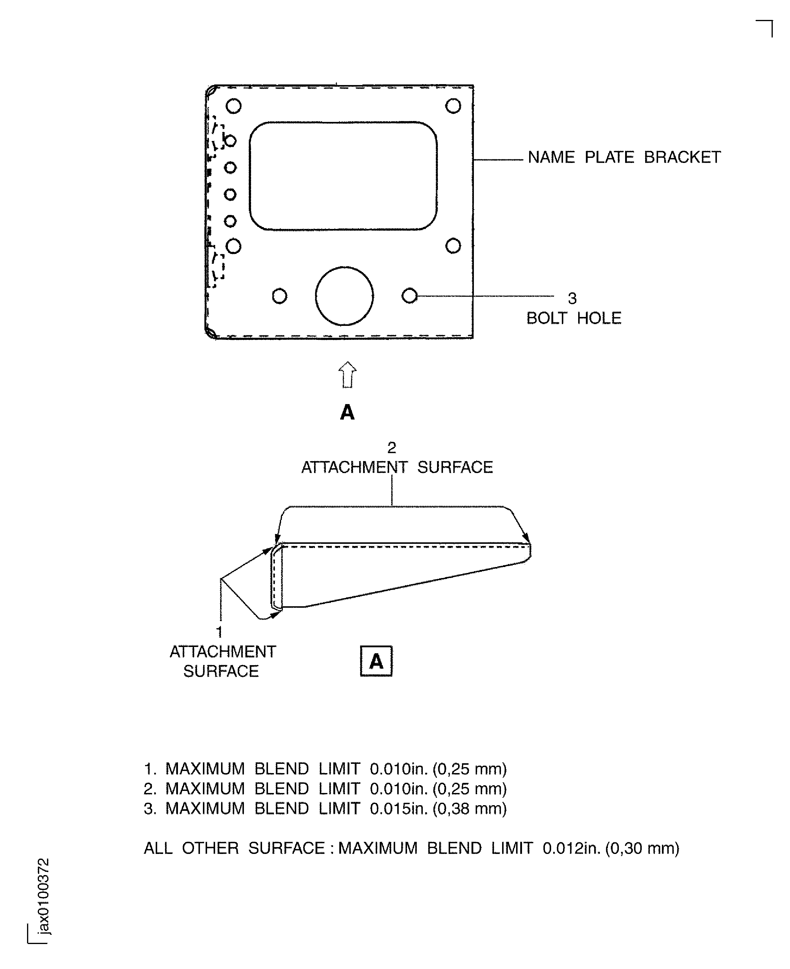 Name plate bracket - repair limits - Assembly A