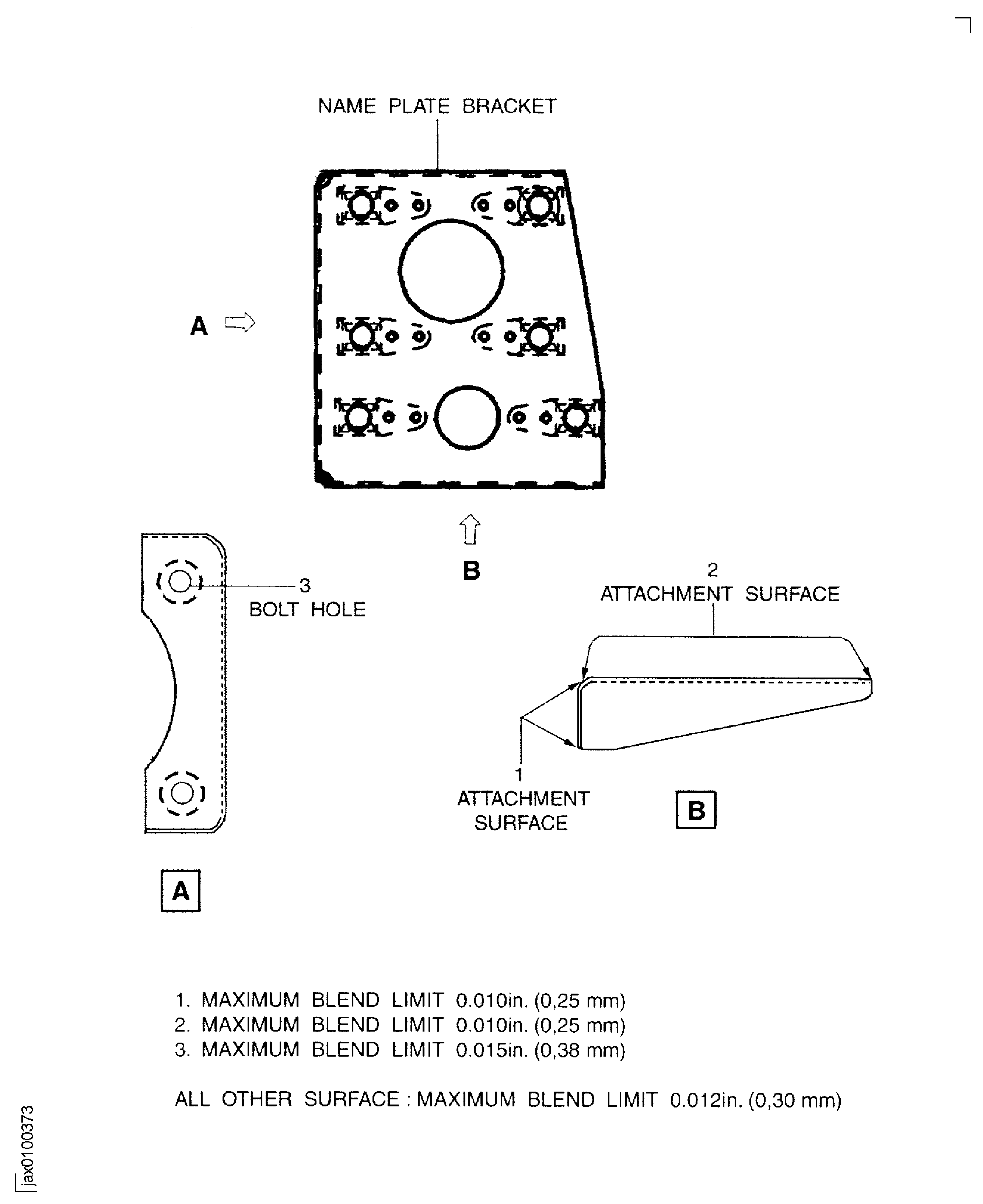 Name plate bracket - repair limits - Assembly B