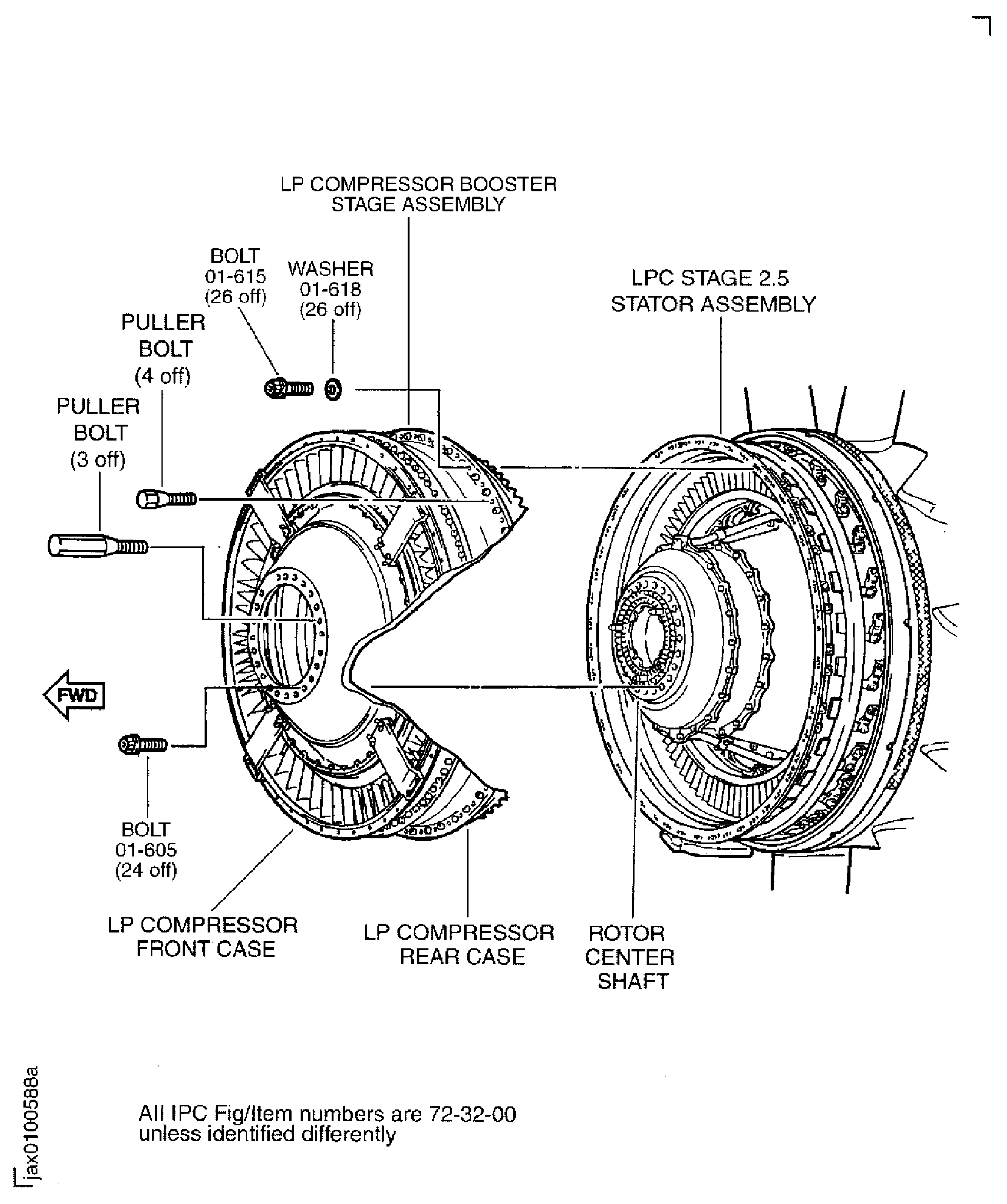 Remove the LP compressor booster stage assembly from the LPC stage 2.5 stator assembly