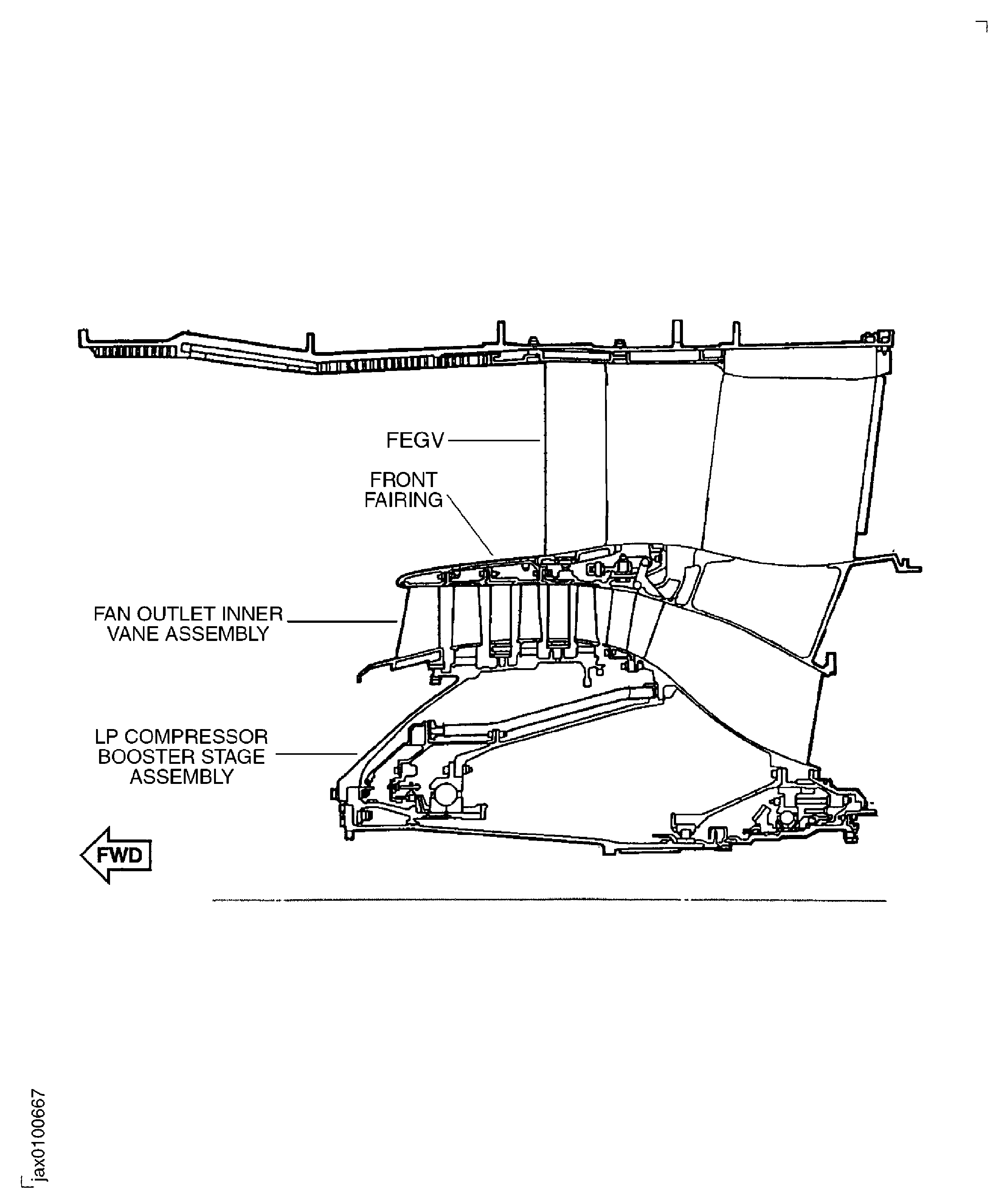 Sectional view of the LP compressor/intermediate case module