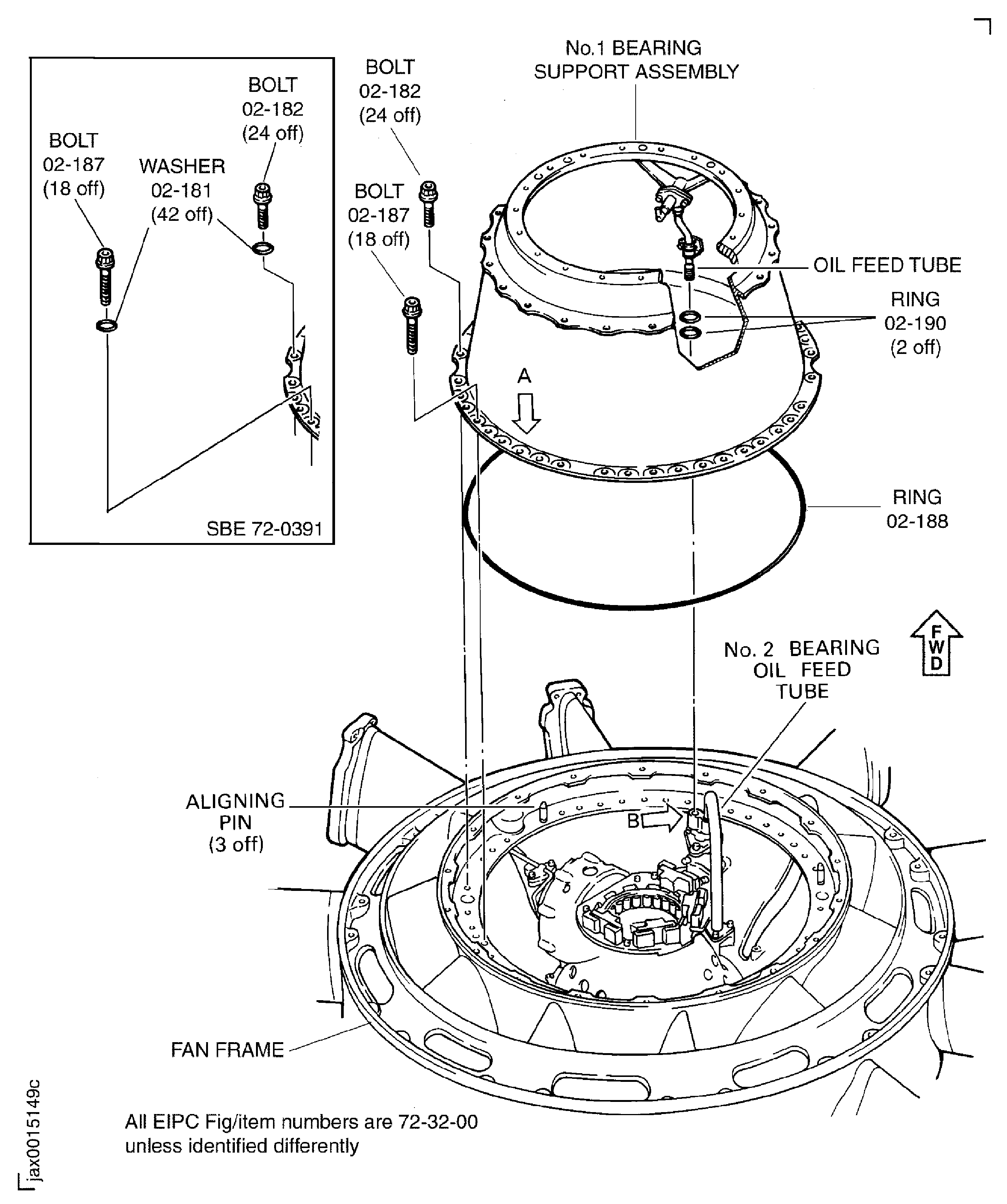 Install the No. 1 Bearing Support Assembly to the Fan Frame Assembly