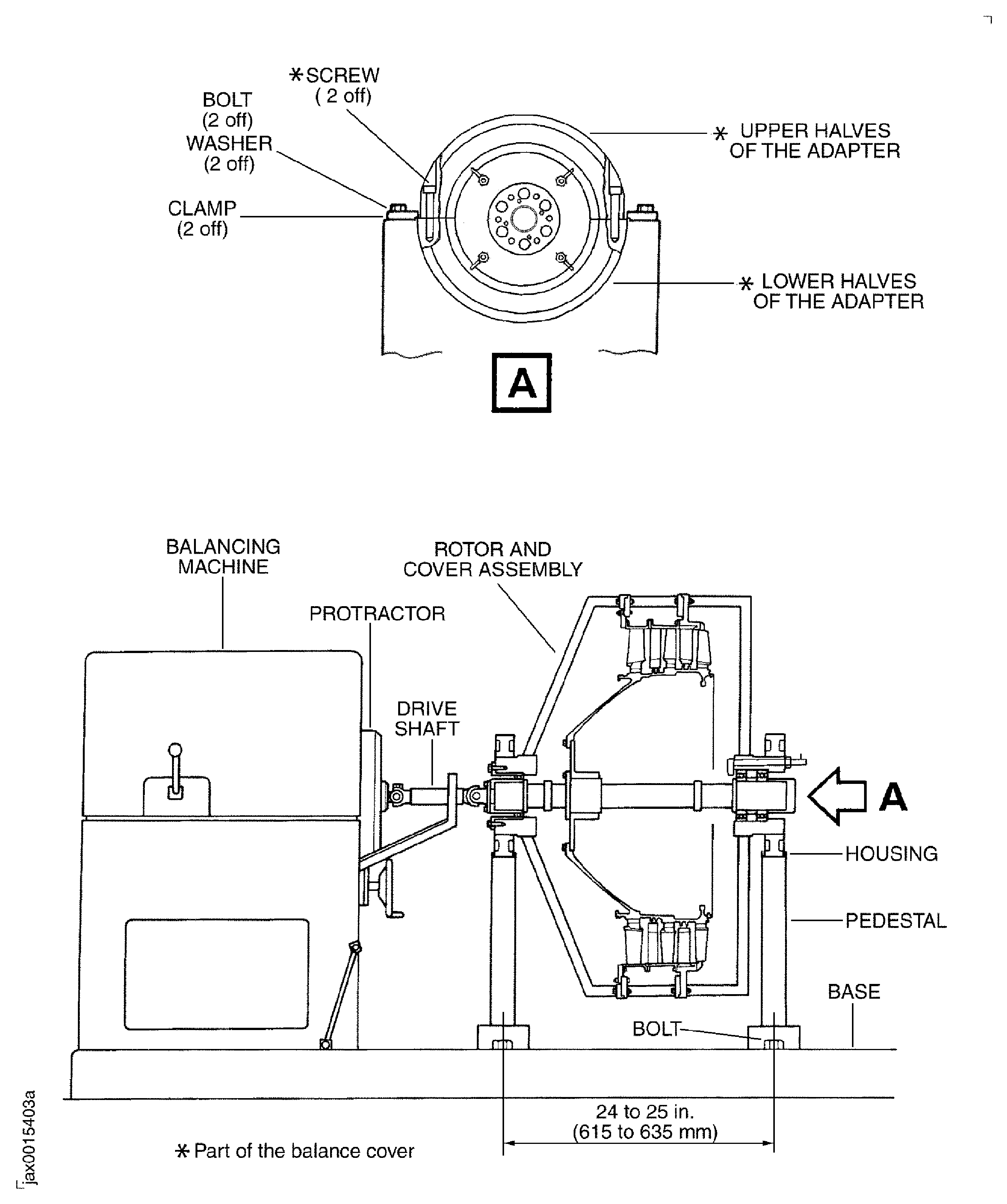 Install the LPC Rotor, Balance Arbor and Balance Cover Assembly to the Balancing Machine