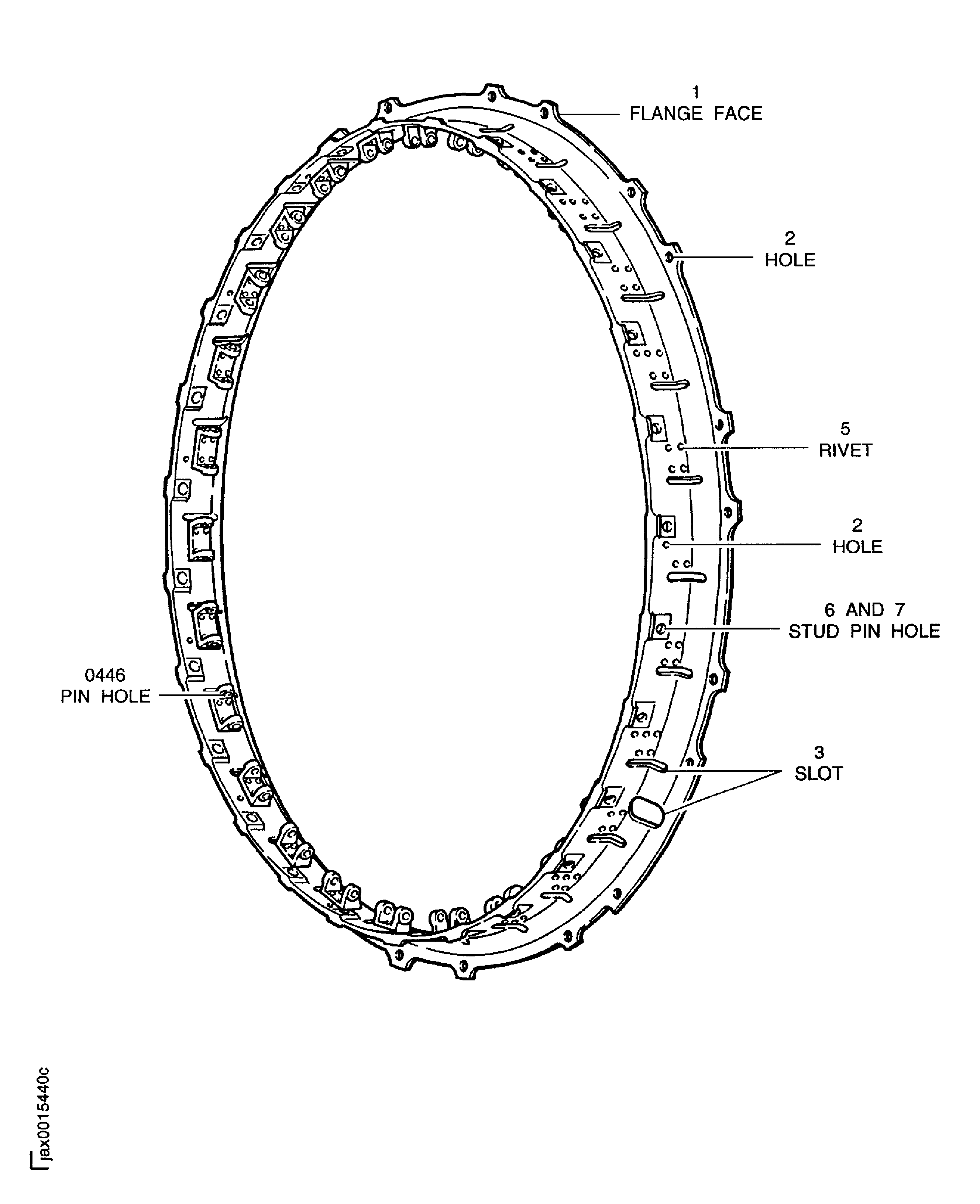 Locations on the support ring assembly