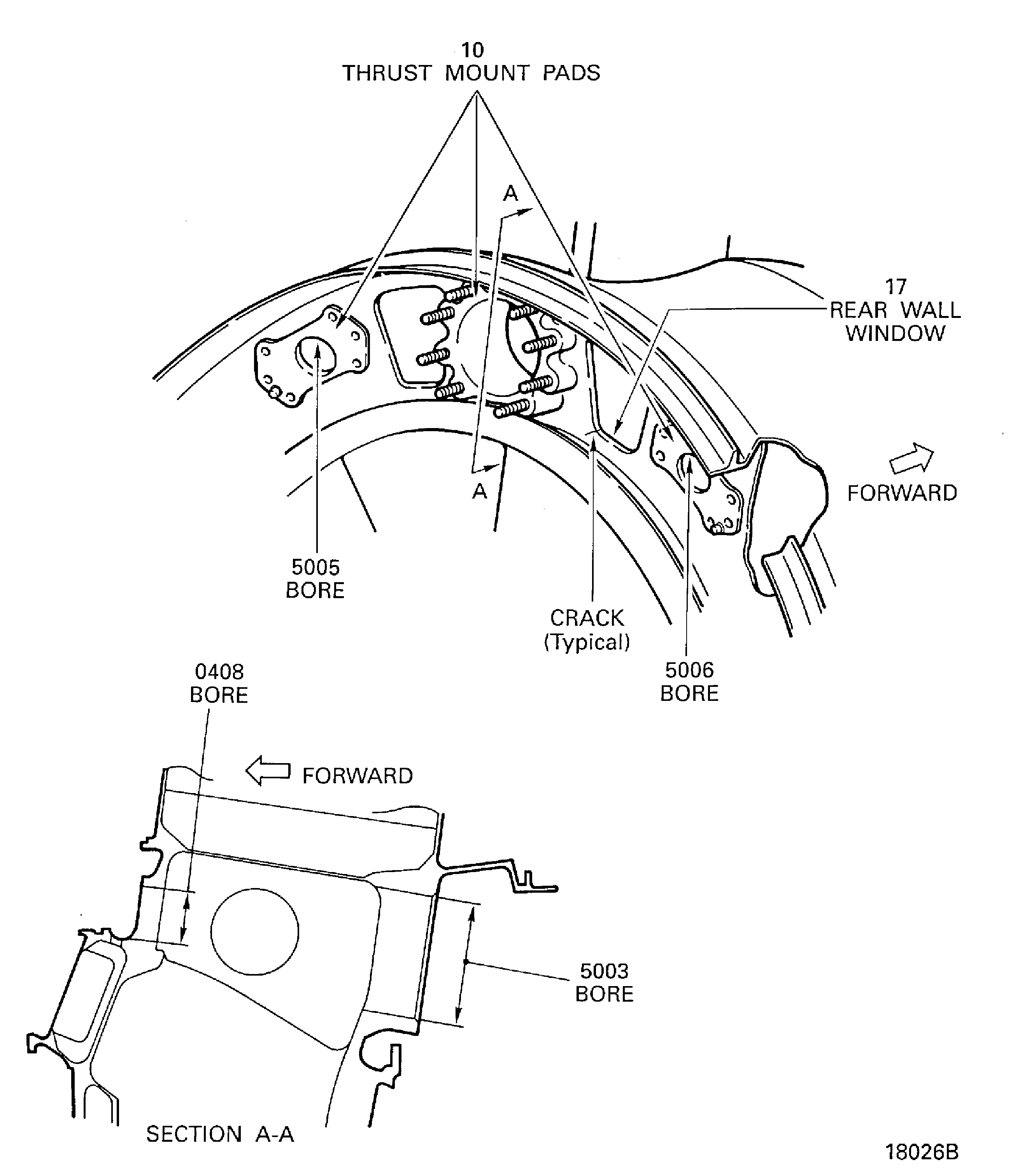 Locations on the fabrication fan frame assembly