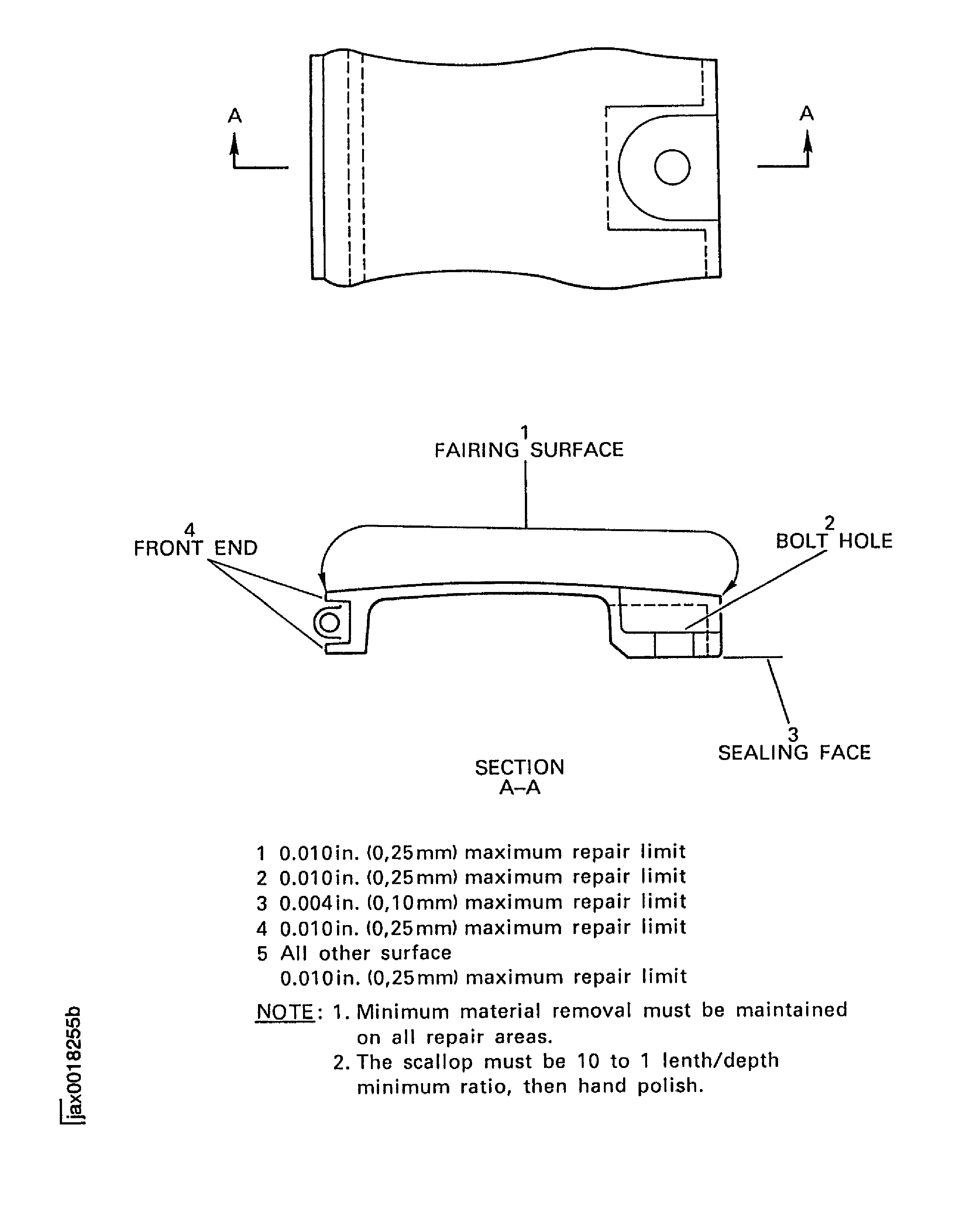 Rear fairing assembly - repair limits