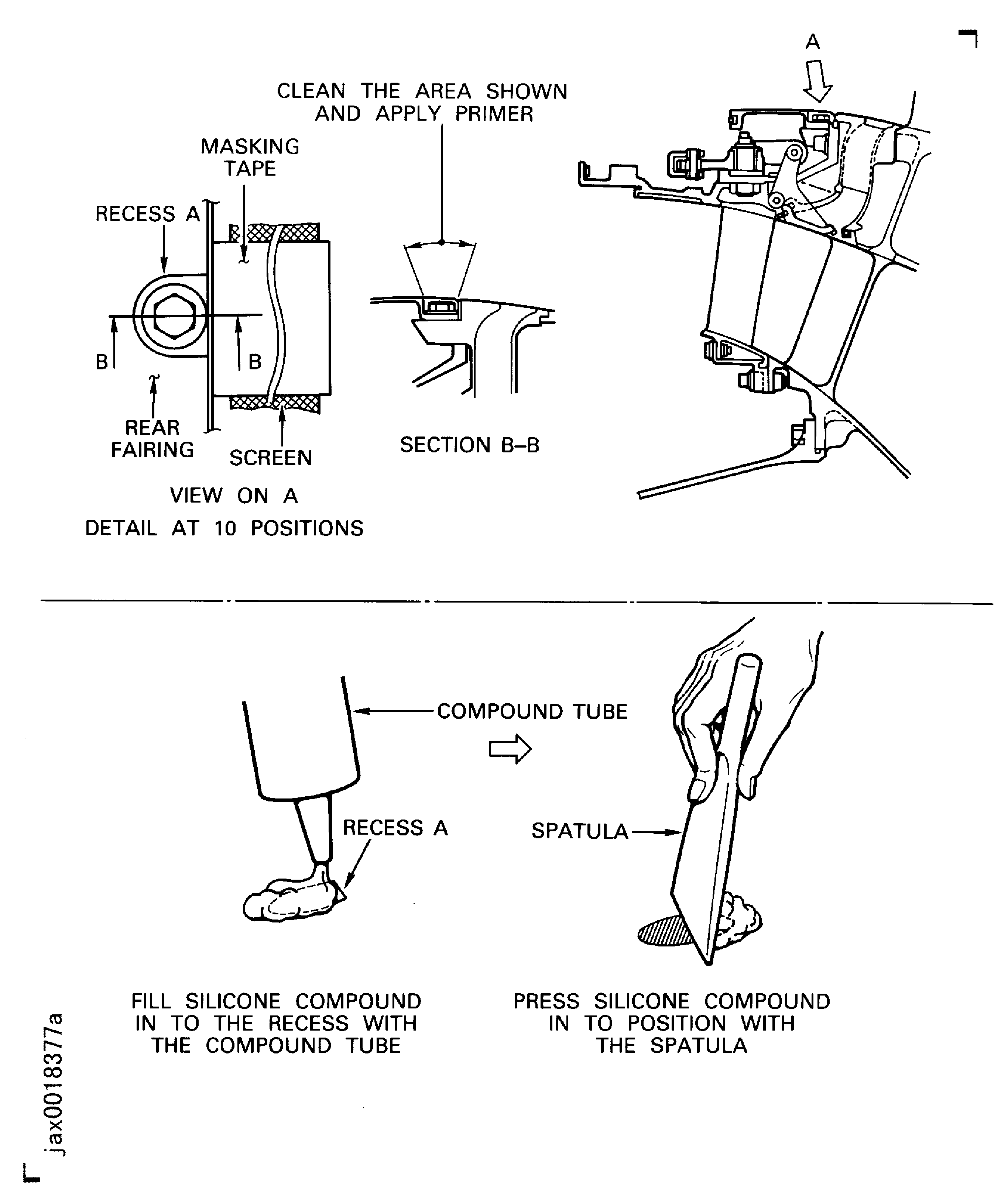 Fill the recesses in the rear fairing with silicone compound