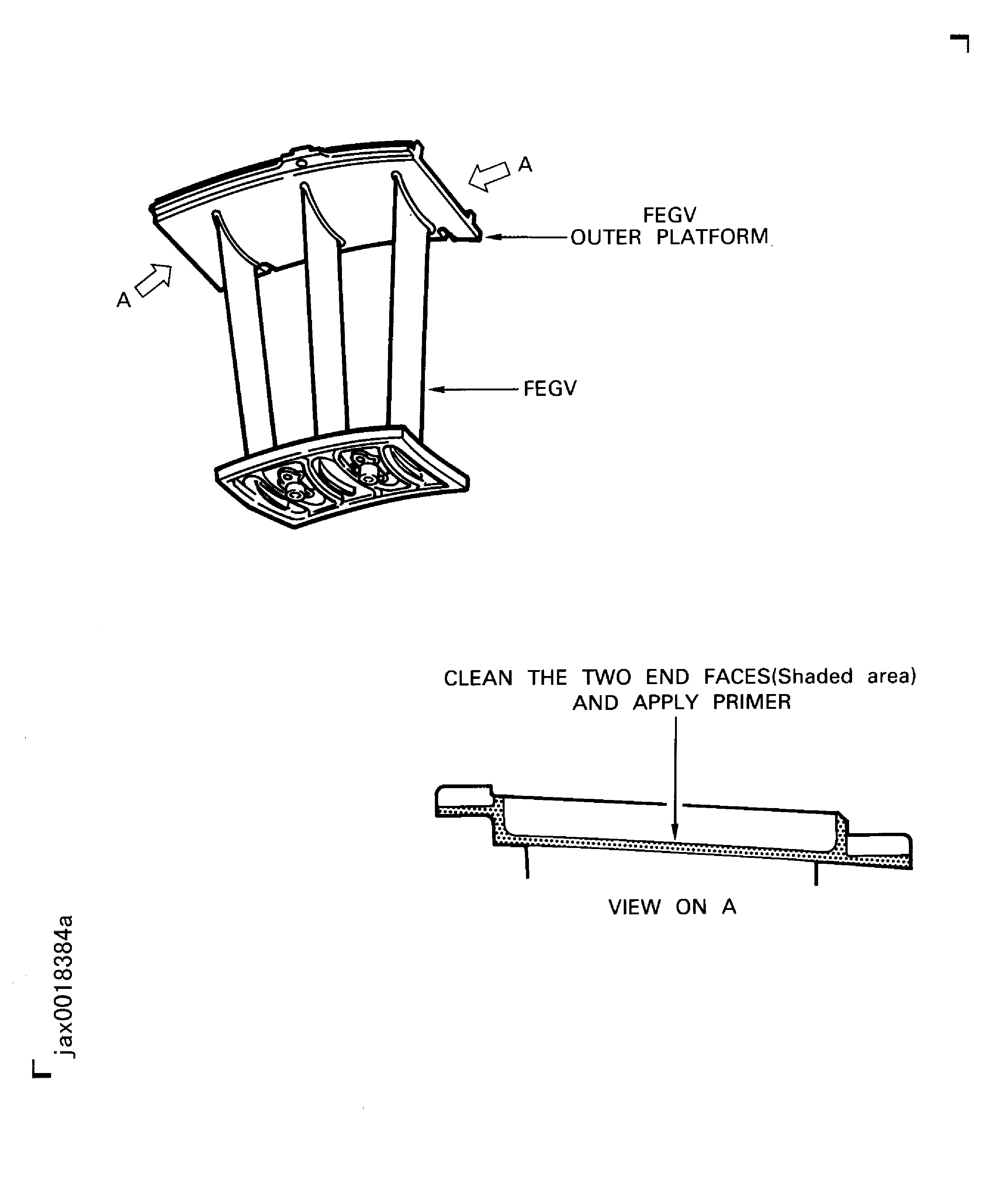 Clean the end faces on the FEGV outer platforms and apply primer