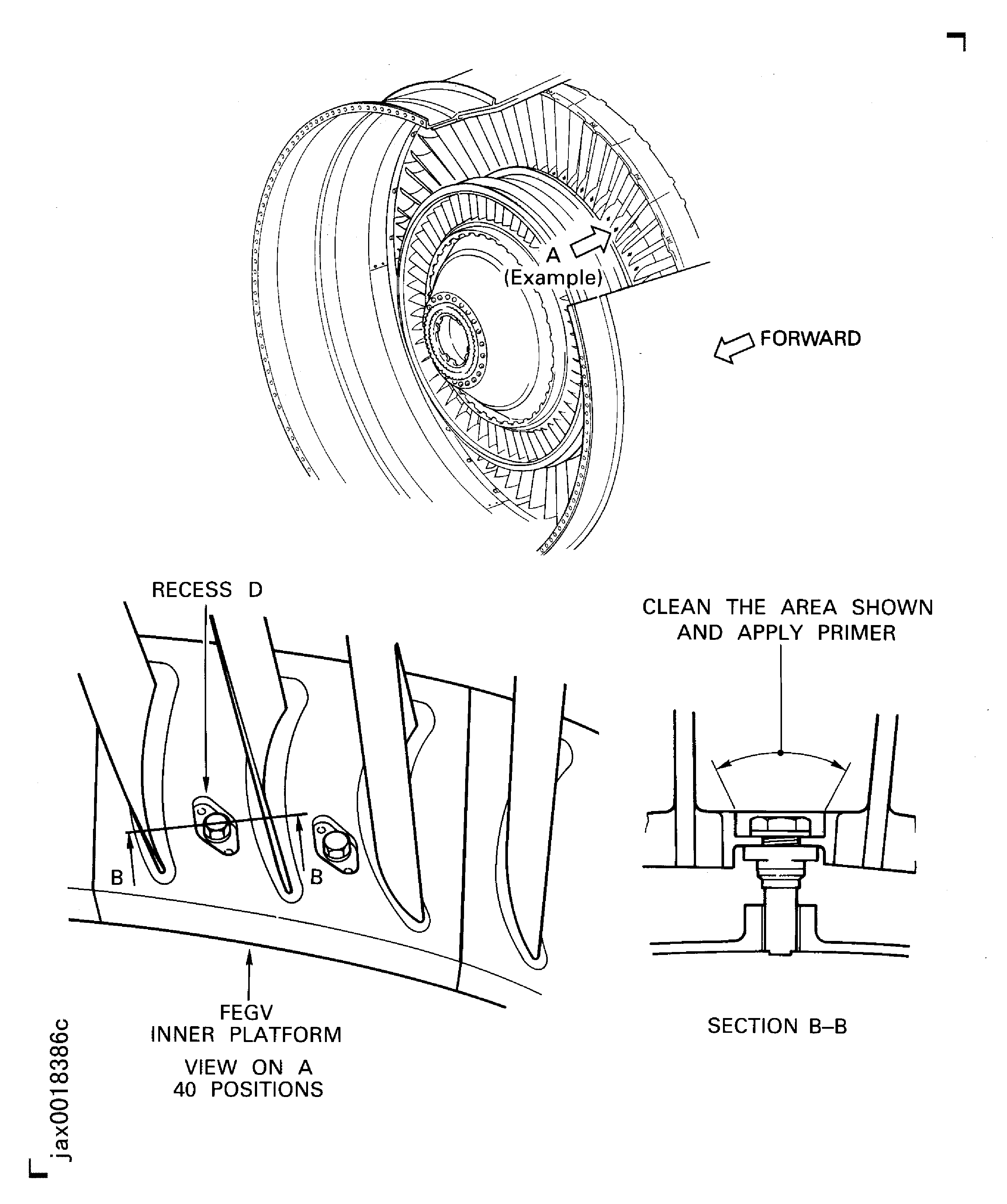 Clean and apply primer to the surfaces of the recesses in the FEGV inner platforms