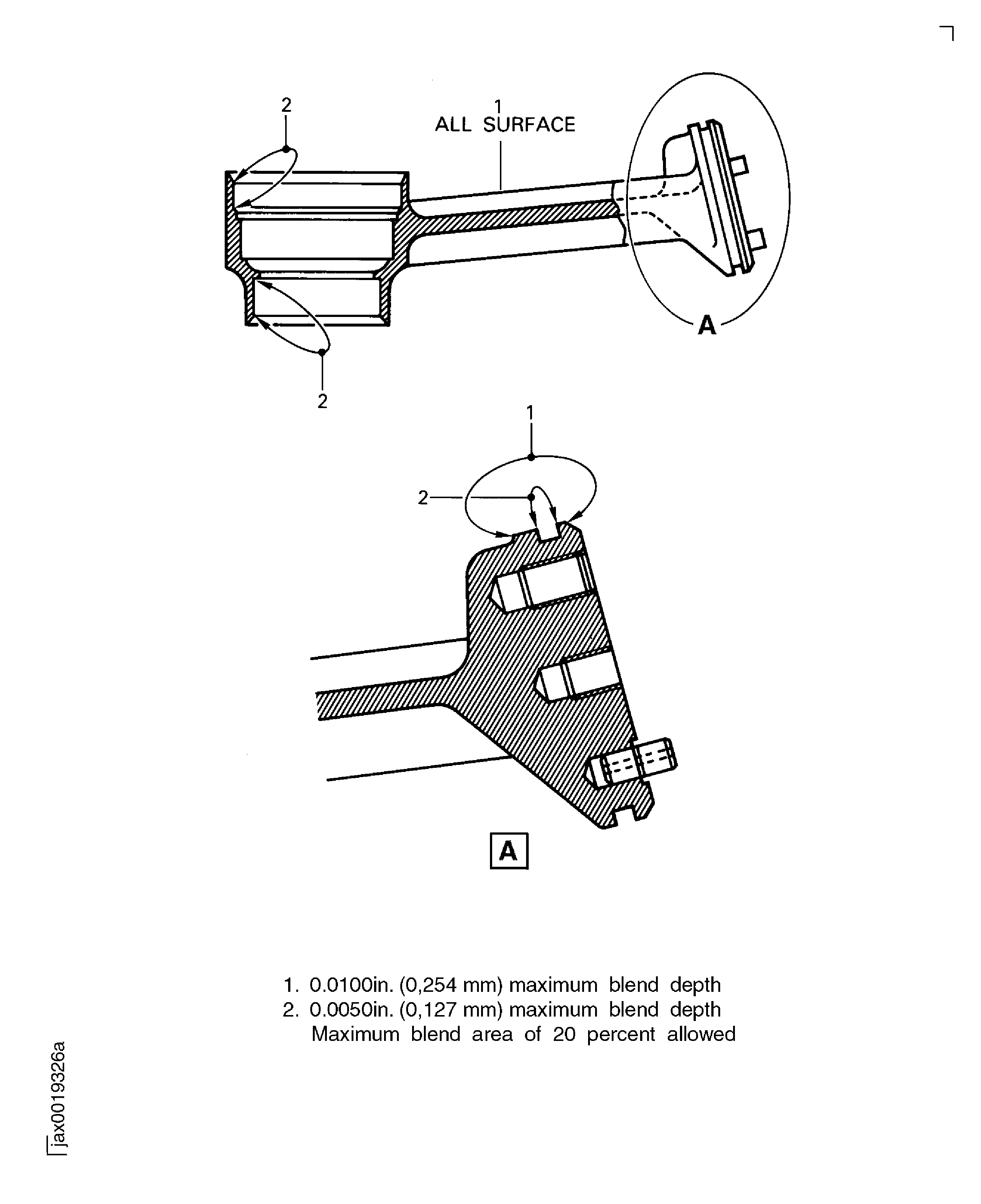 Center bearing housing assembly - repair limit - Assembly A