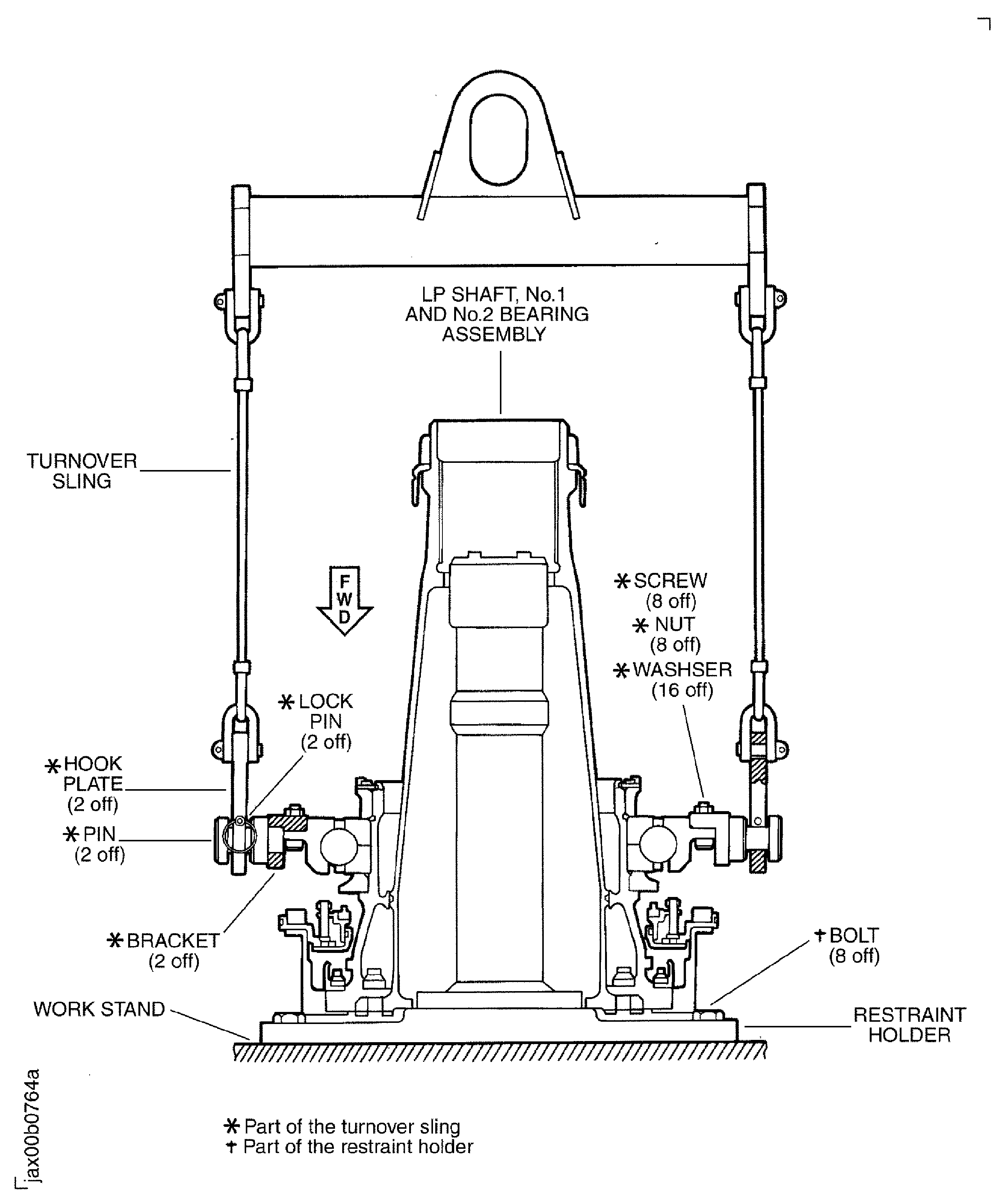 Move the LP Shaft, No. 1 and No. 2 Bearing Assembly from the Restraint Holder to the Storage Stand