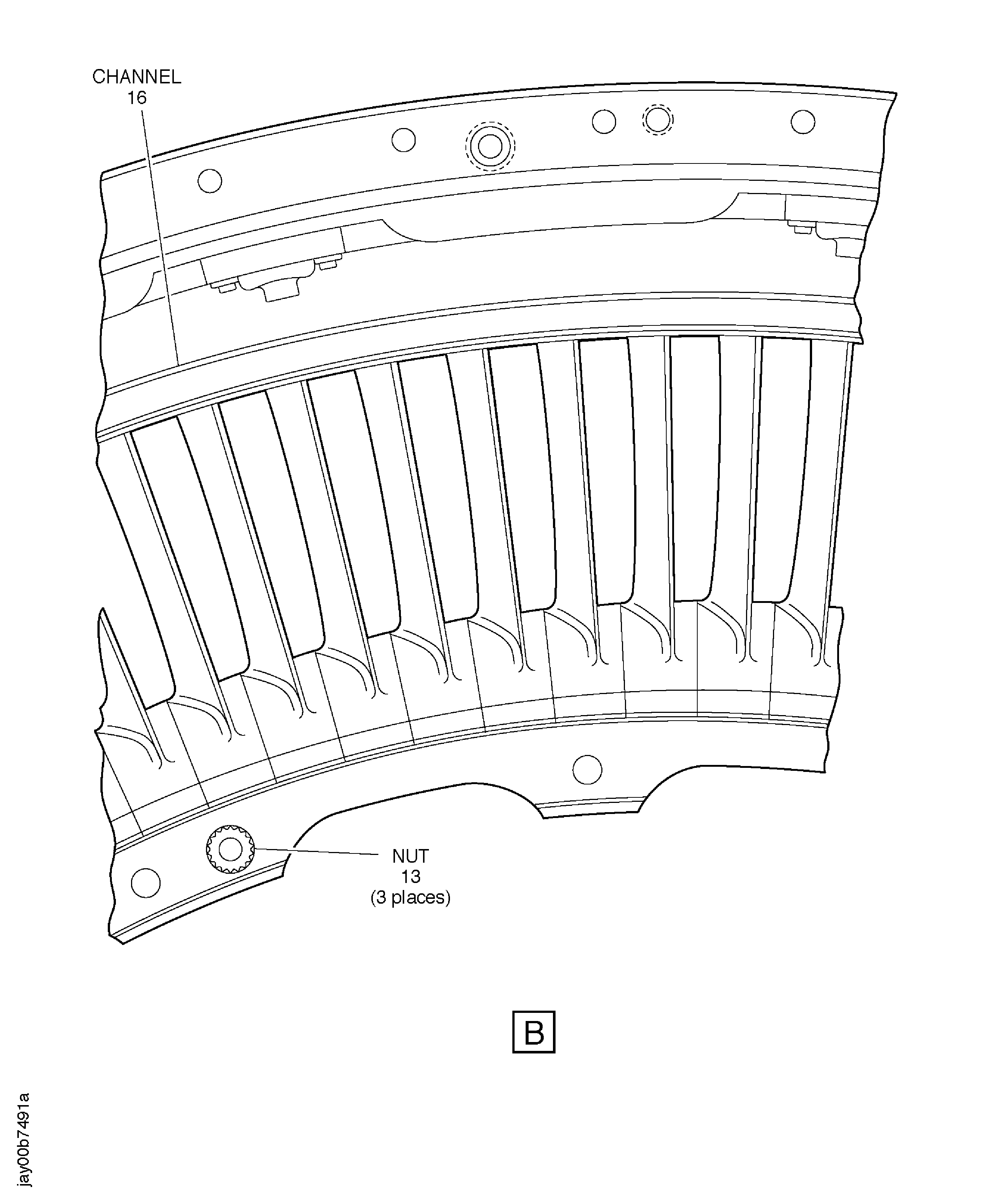 Location on the LP compressor stage 2.5 vanes