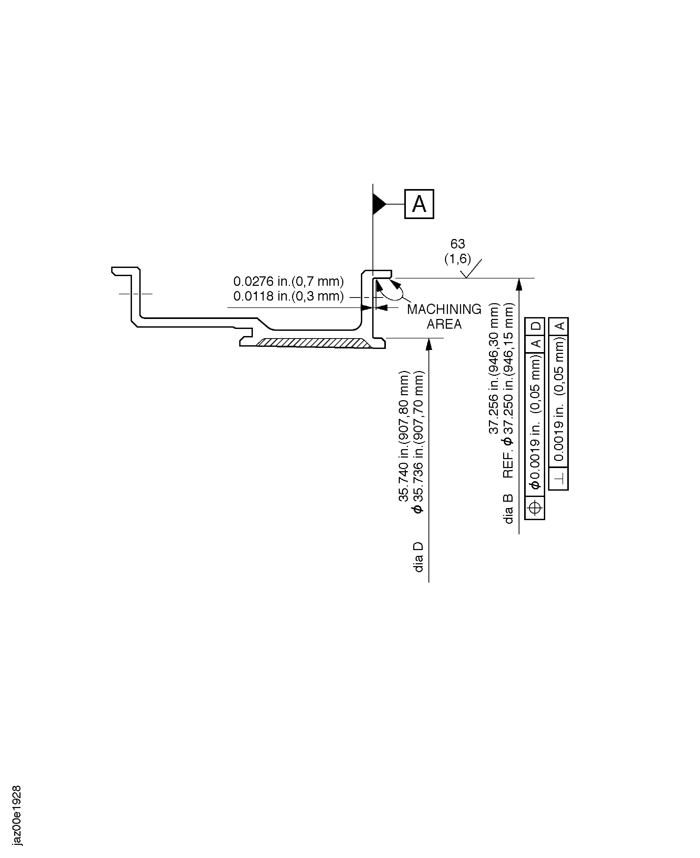 Repair details and machining dimensions before plasma spray