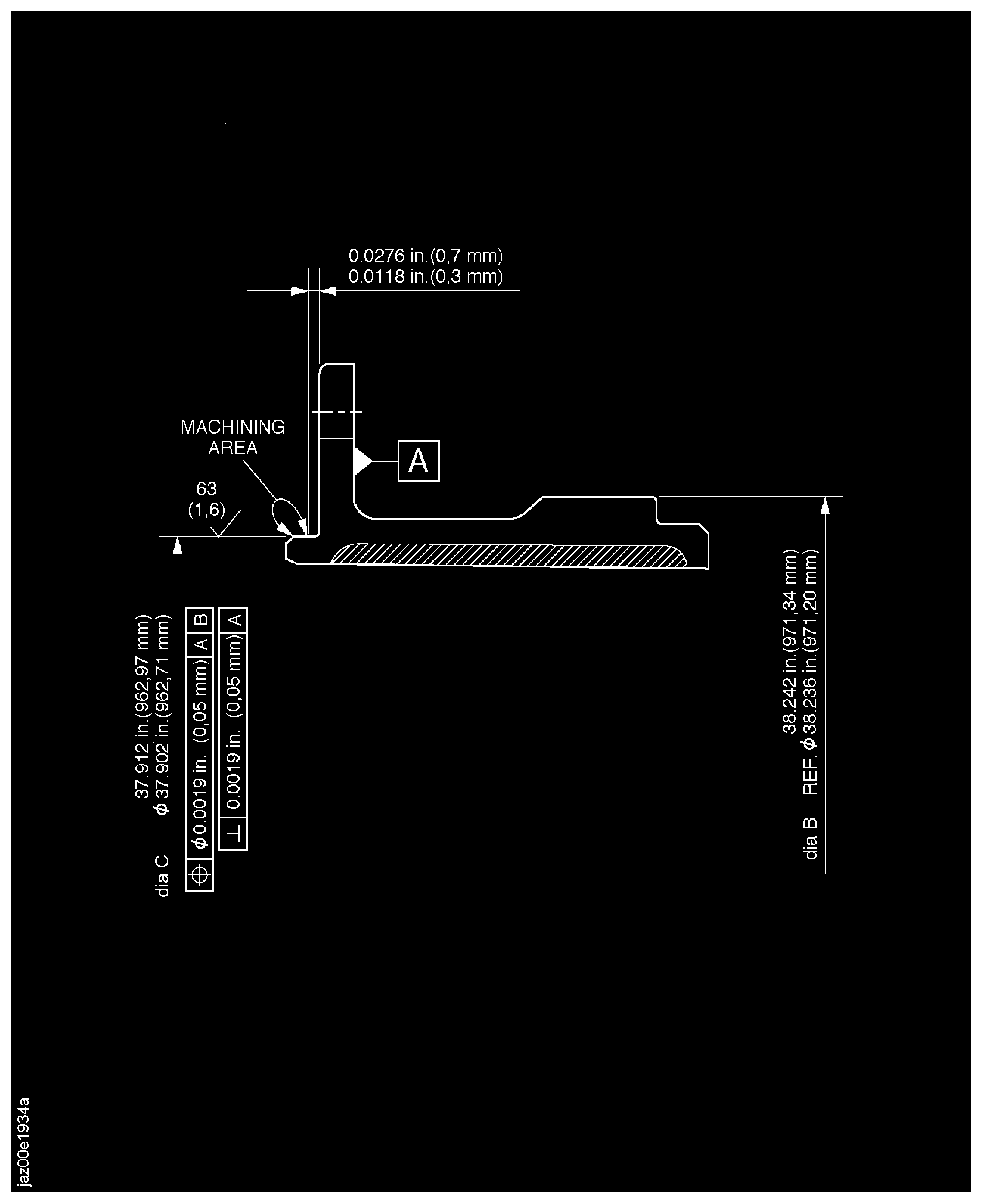 Repair details and machining dimensions before plasma spray