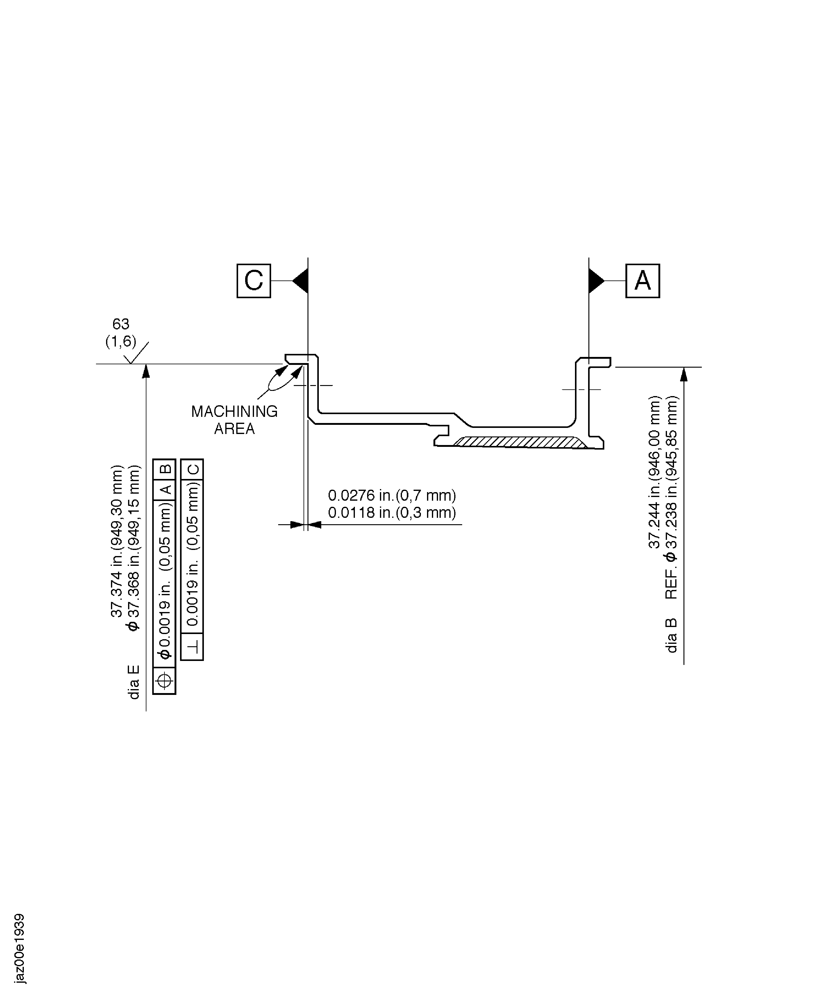 Repair details and machining dimensions before plasma spray
