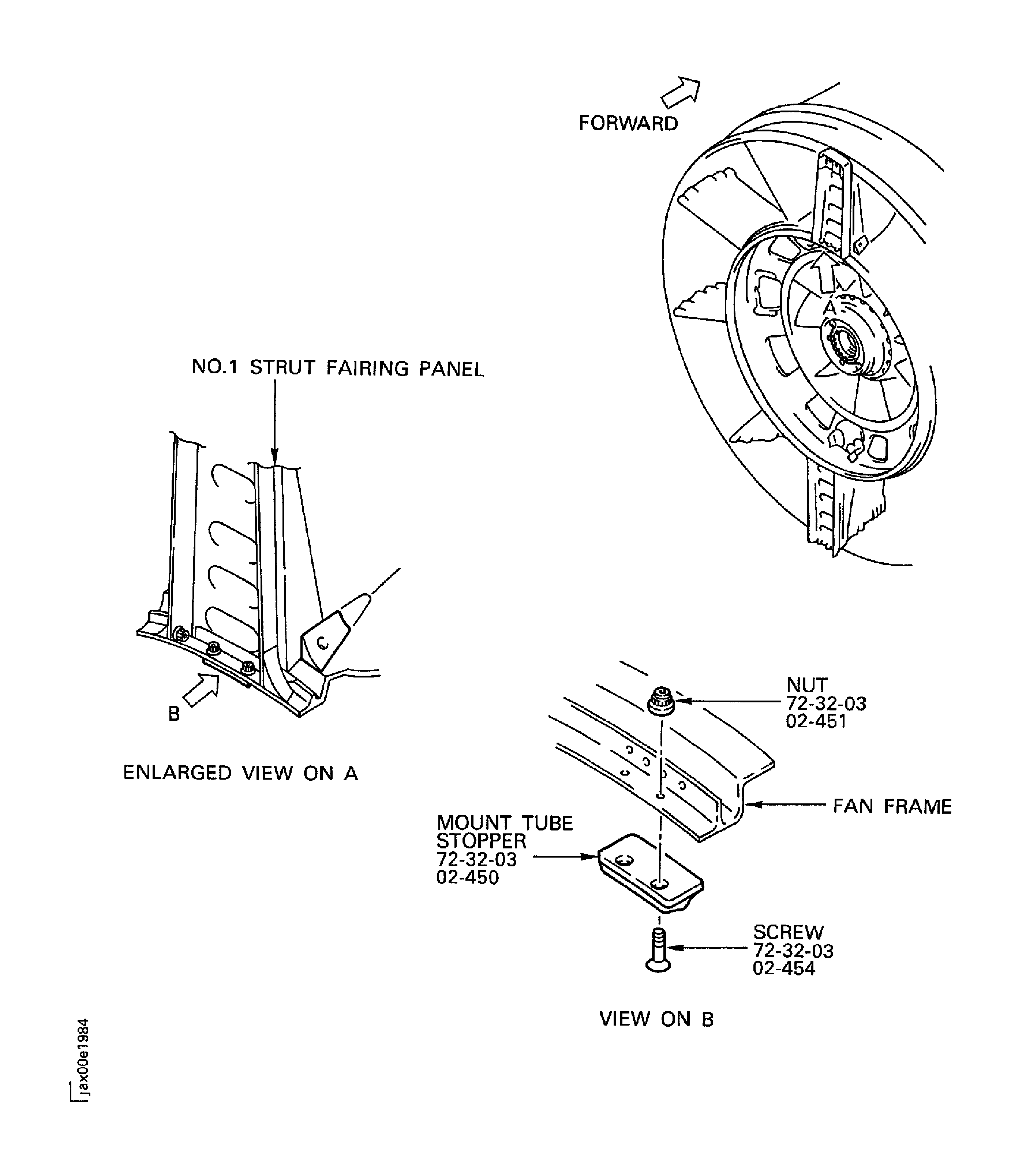 SBE 72-0150: Remove the mount tube stopper from the fan frame assembly