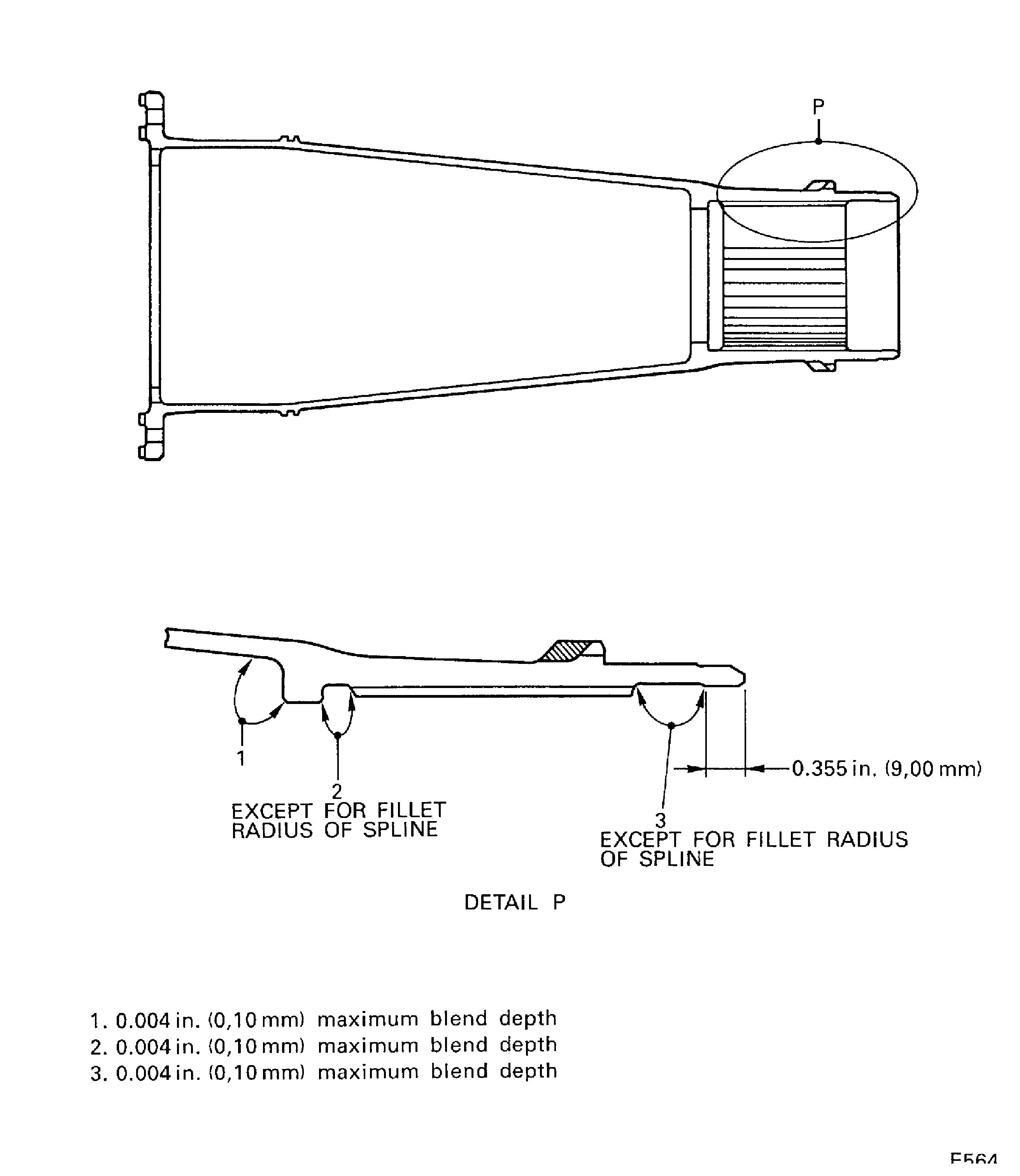 Stub shaft assembly - repair limits