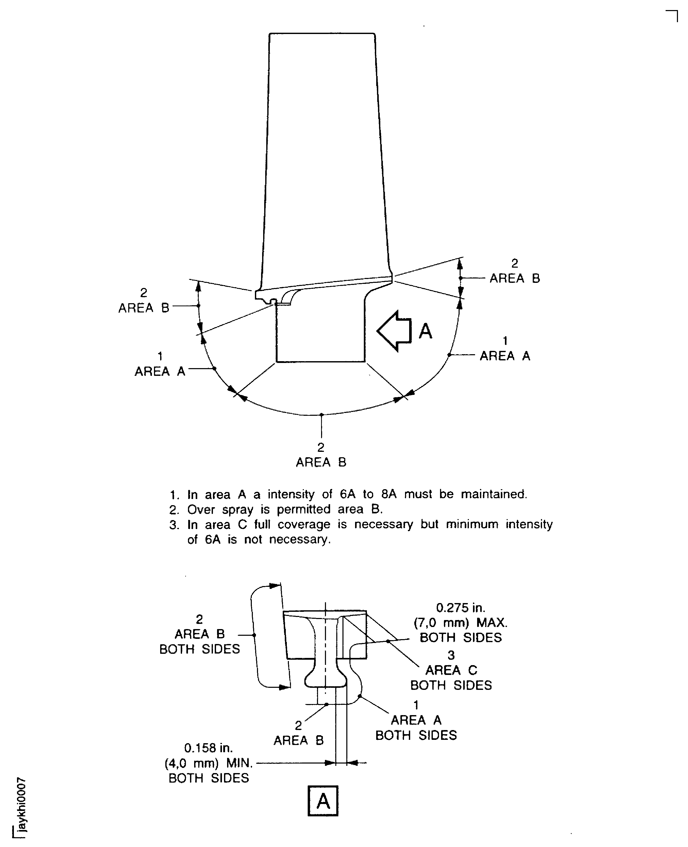 LP Compressor stage blades - shot peening area