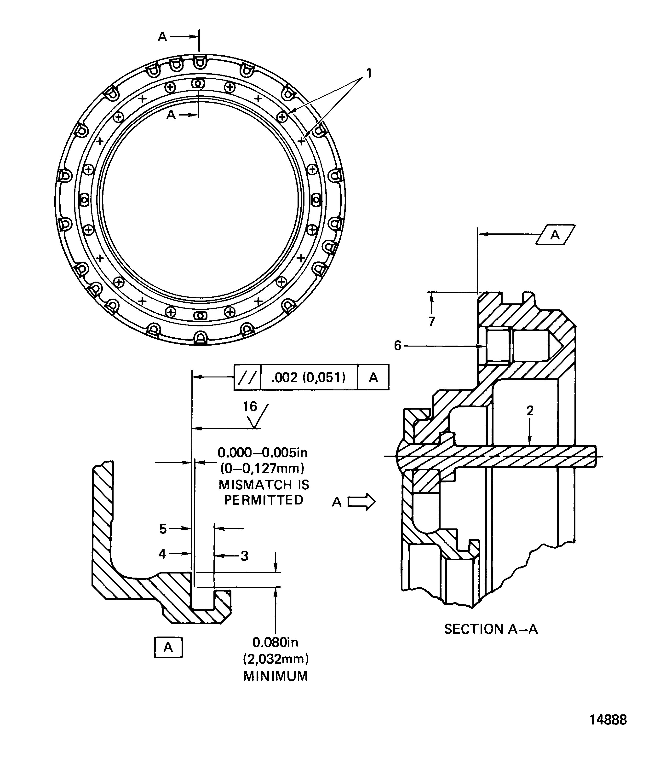 No. 1 bearing seal ring holder assembly inspection locations