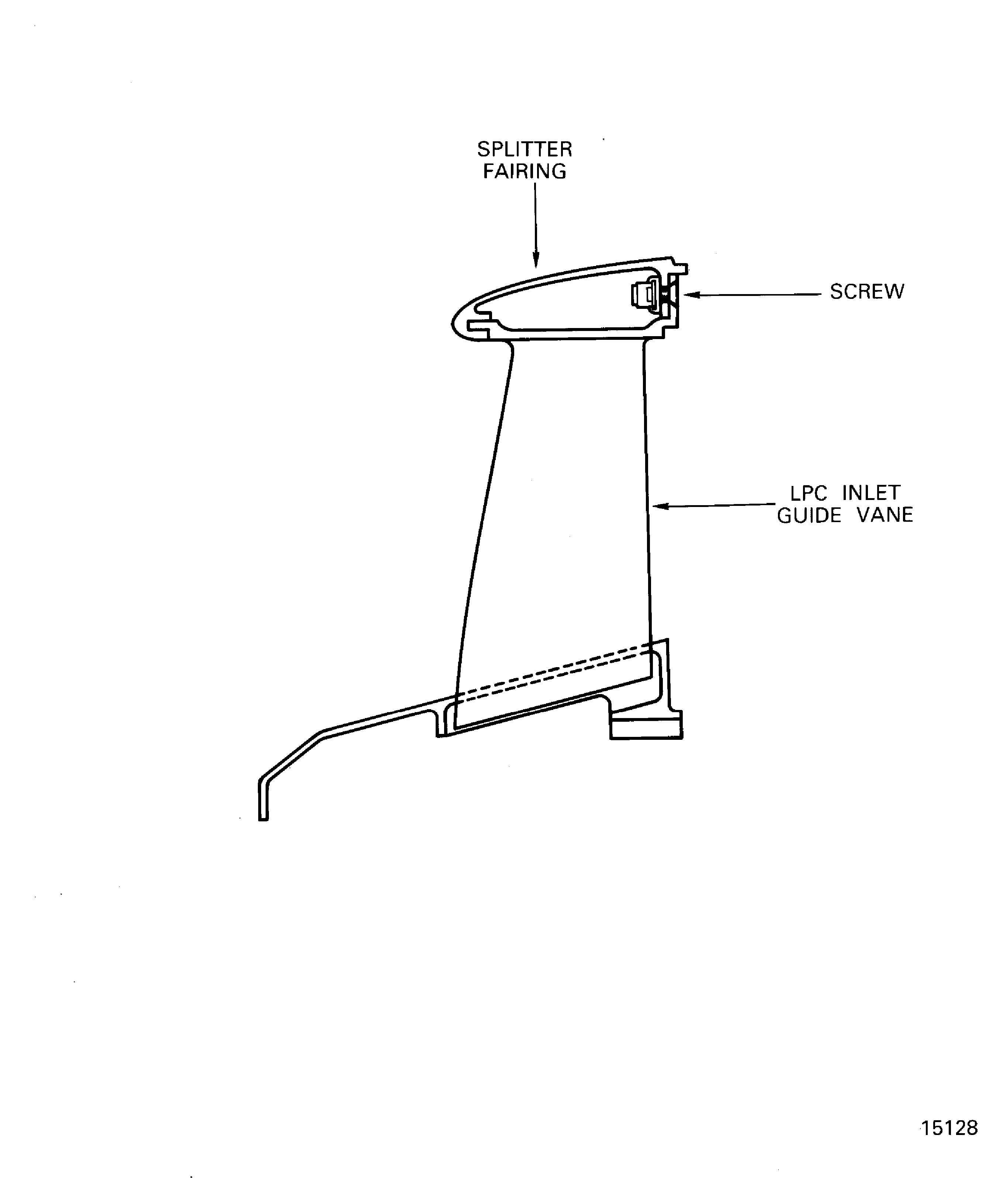 Sectional view of the fan outlet inner vane assembly