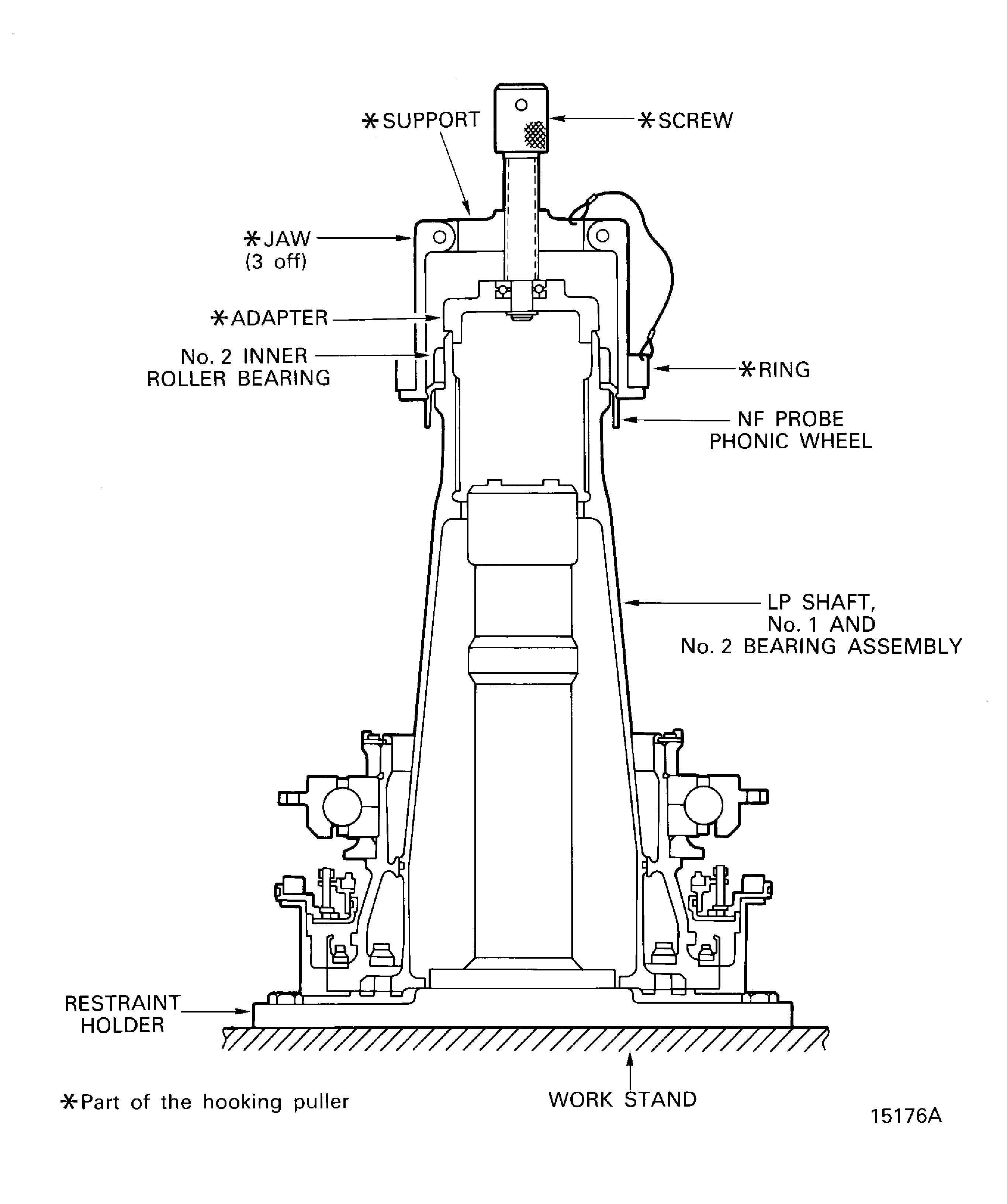 Remove the No. 2 Inner Roller Bearing and the NF Probe Phonic Wheel from the LP Stub Shaft