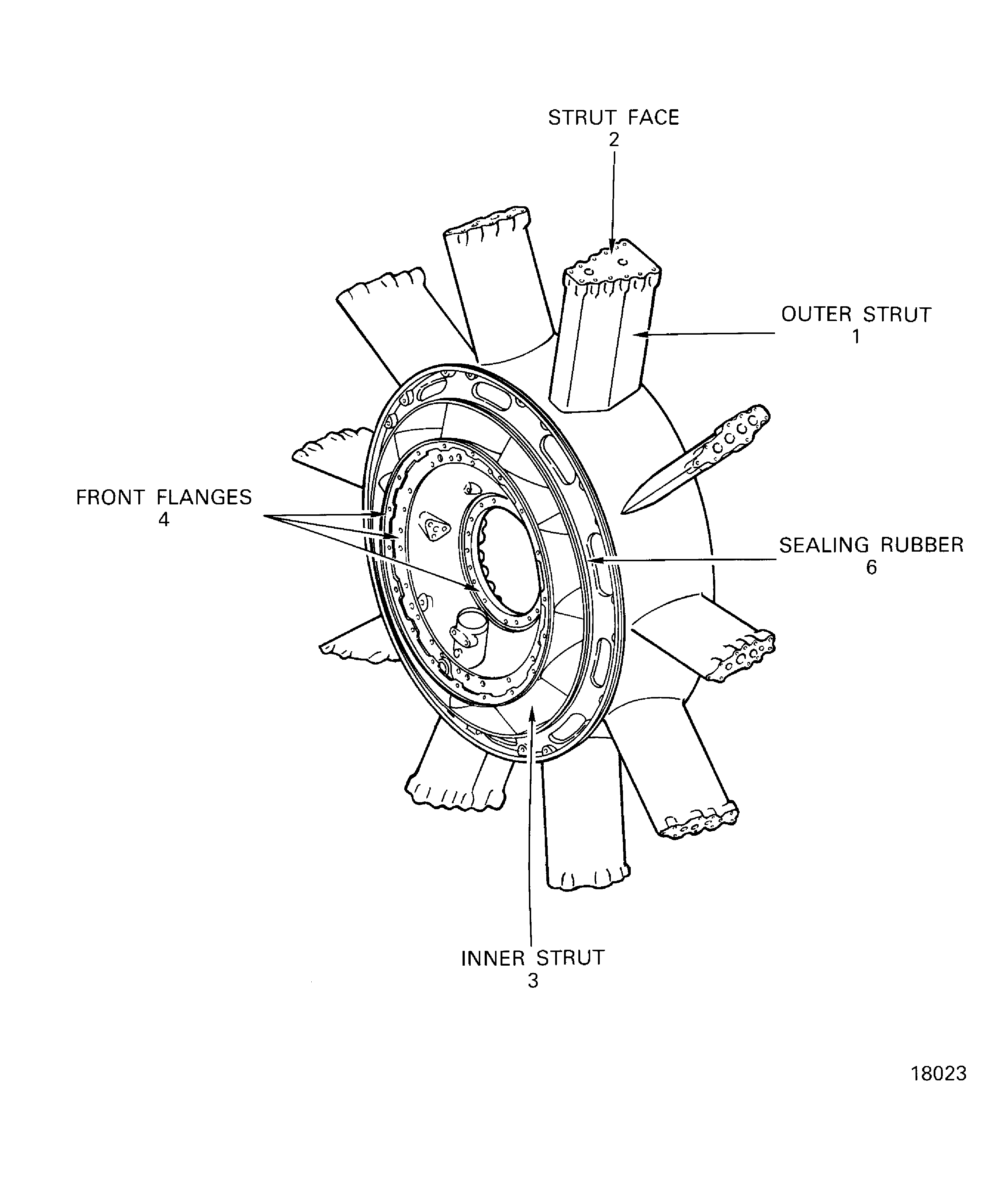Locations on the fabrication fan frame assembly