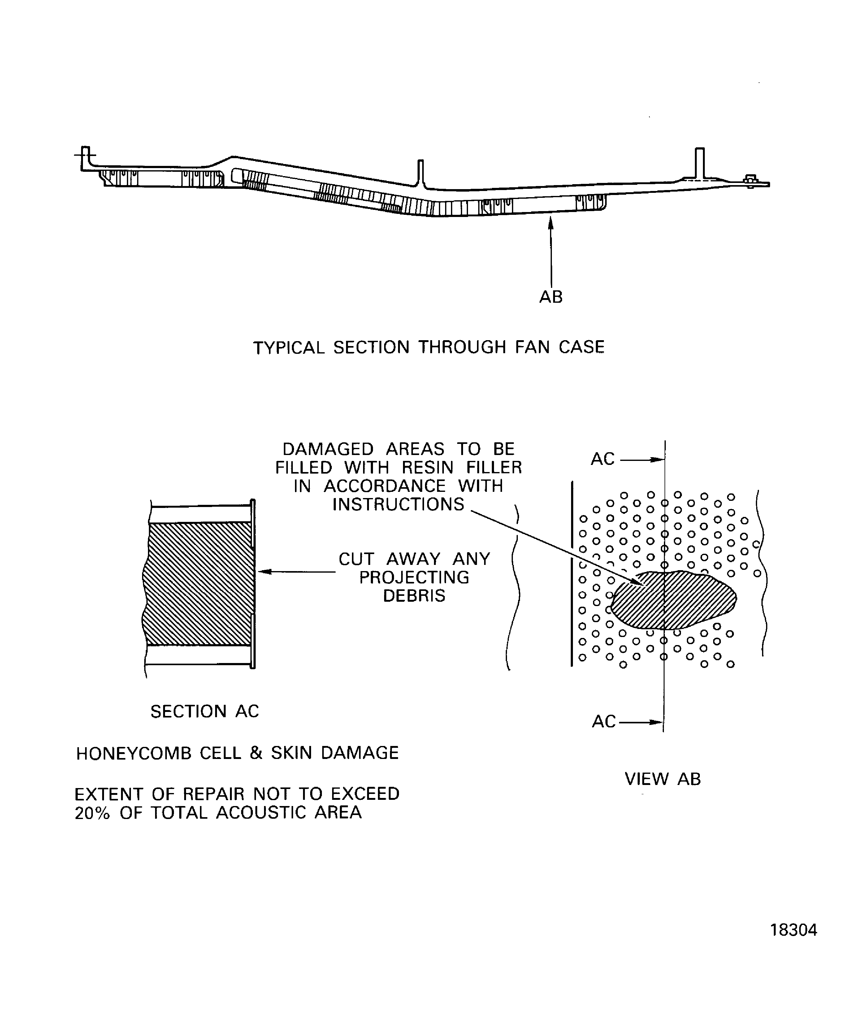 Acoustic lining and typical repair