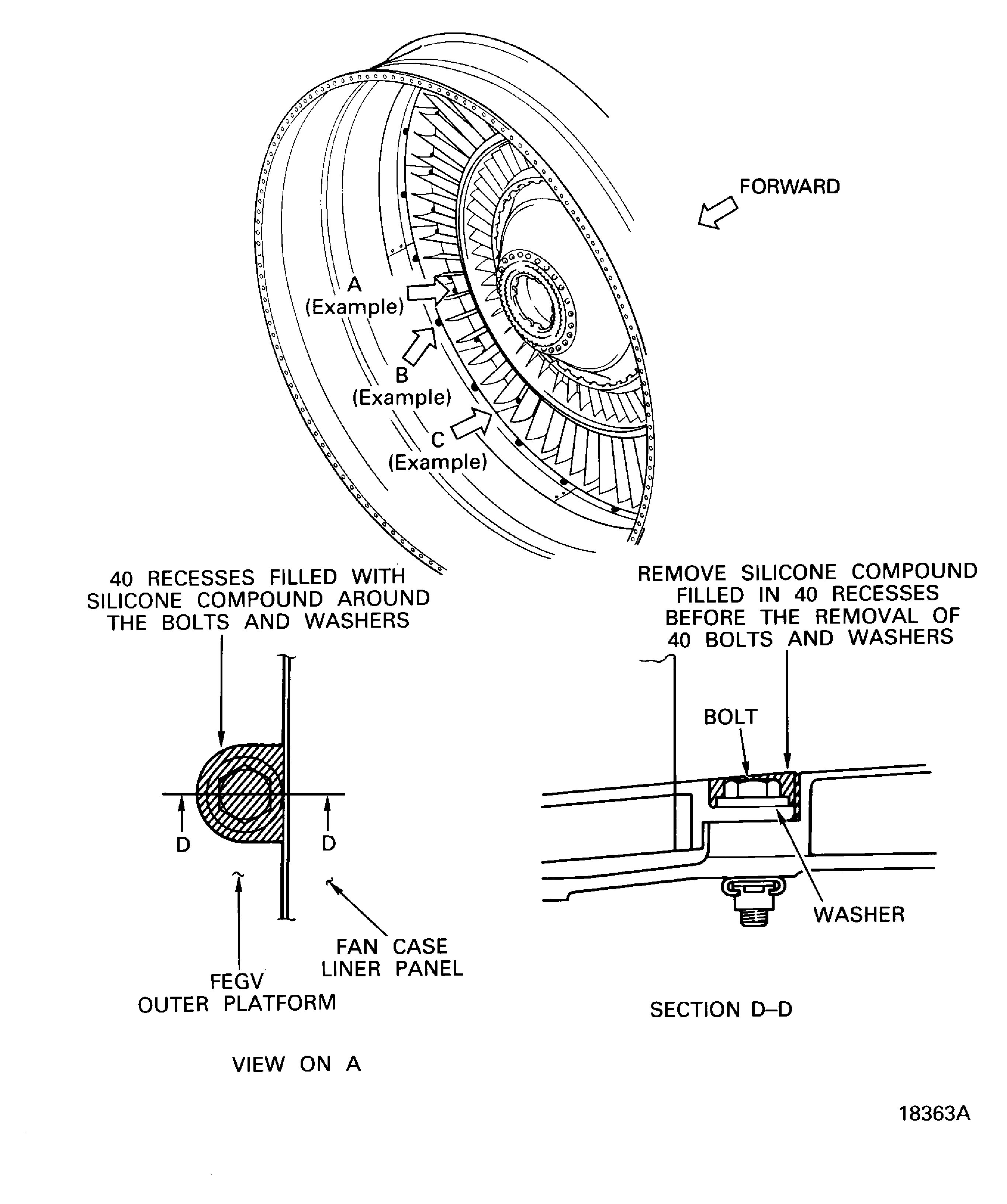 Remove silicone compound from the FEGV outer platforms and the acoustic linings