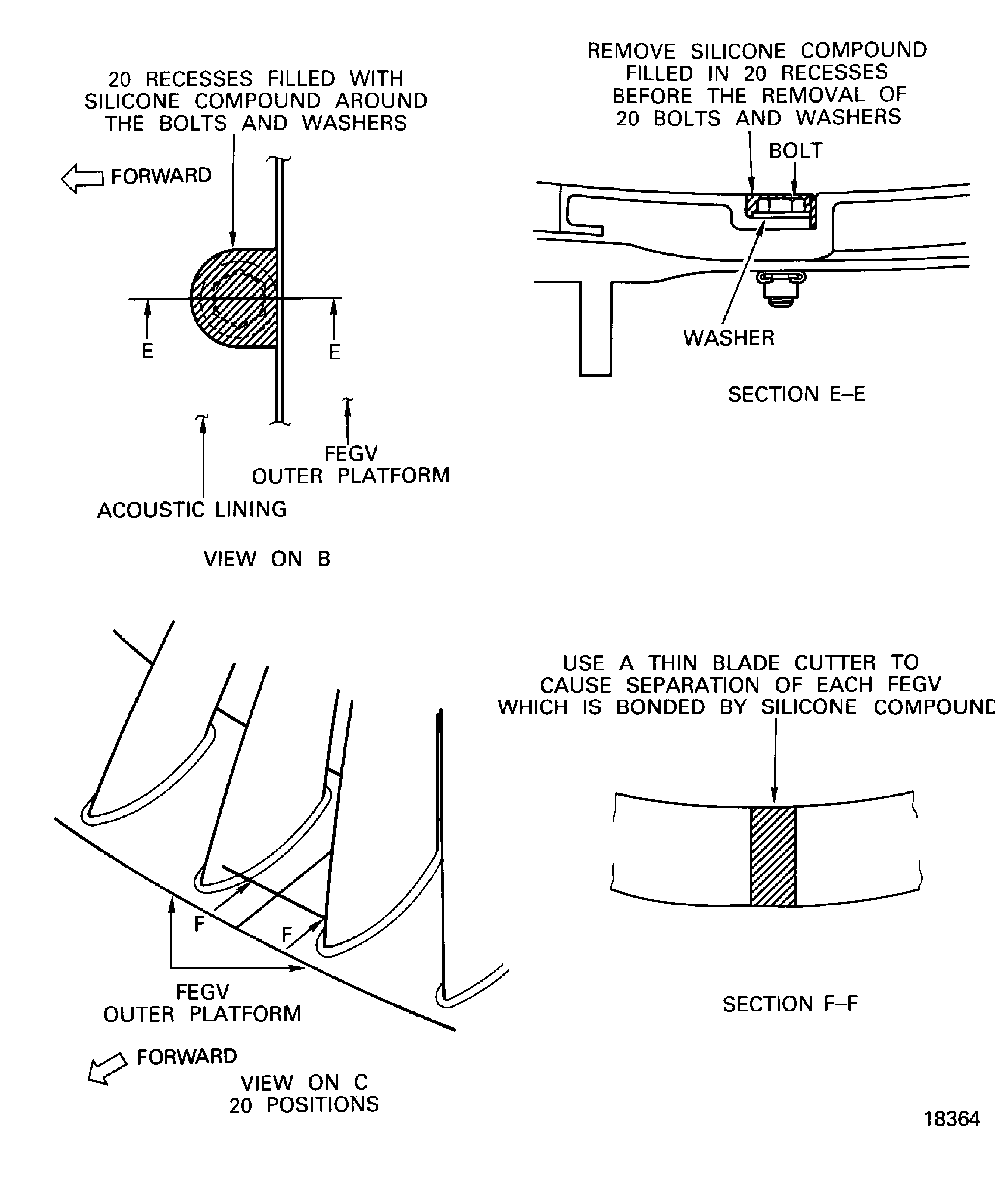 Remove silicone compound from the FEGV outer platforms and the acoustic linings