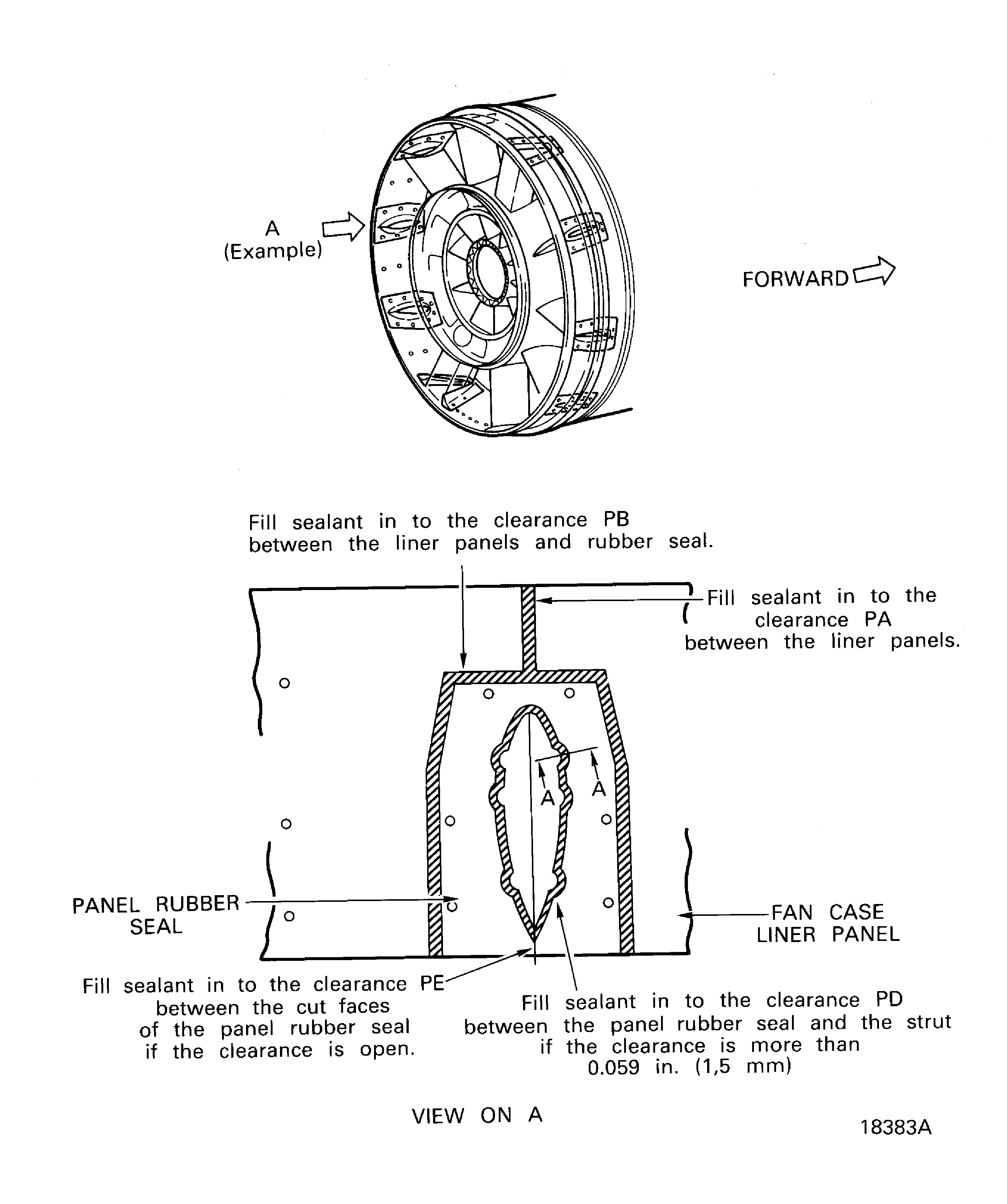 Fill the clearances between the panels and the seals and the corners around the struts with sealant