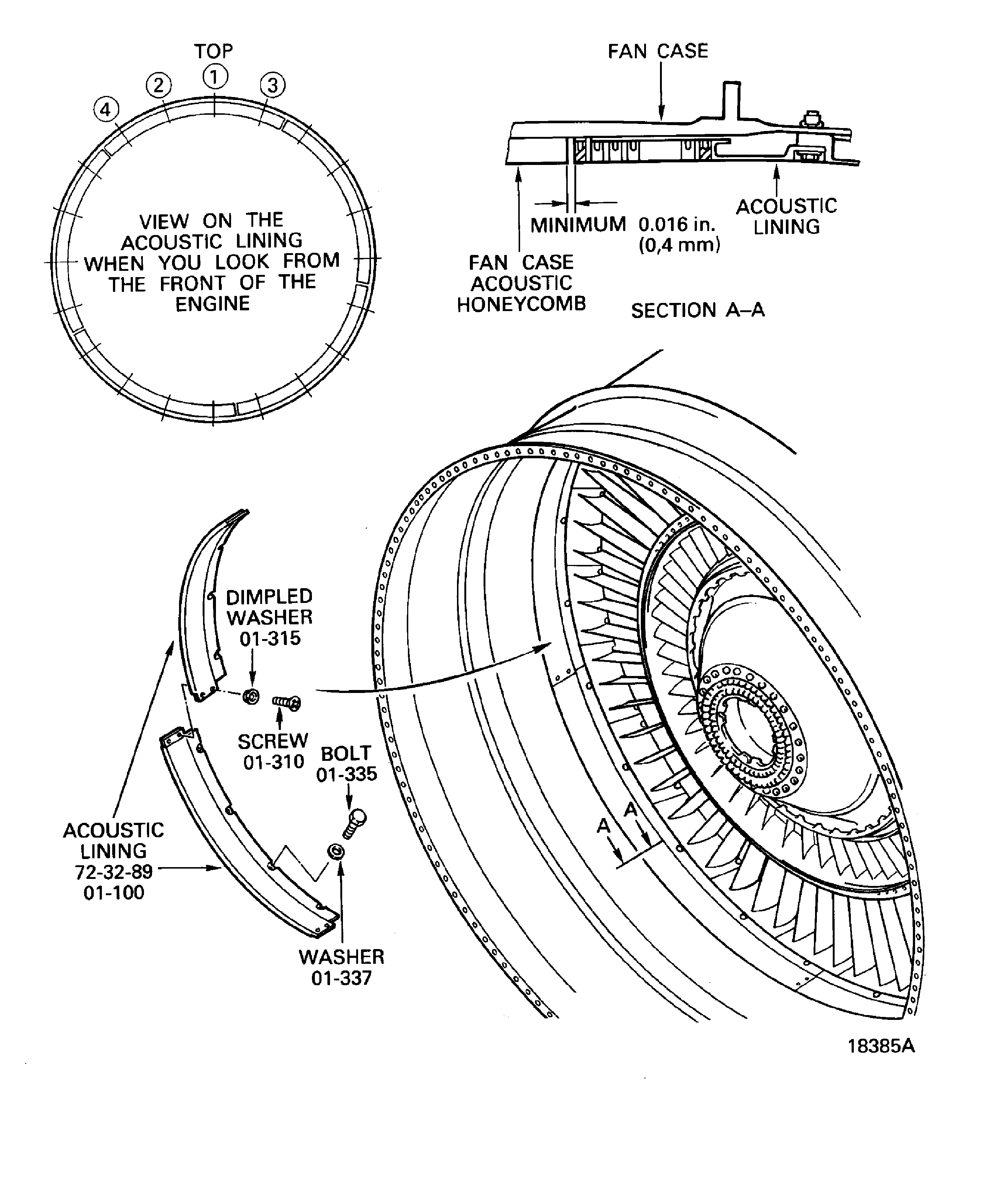 Installation of the acoustic linings and torque sequence of the bolts (01-335)