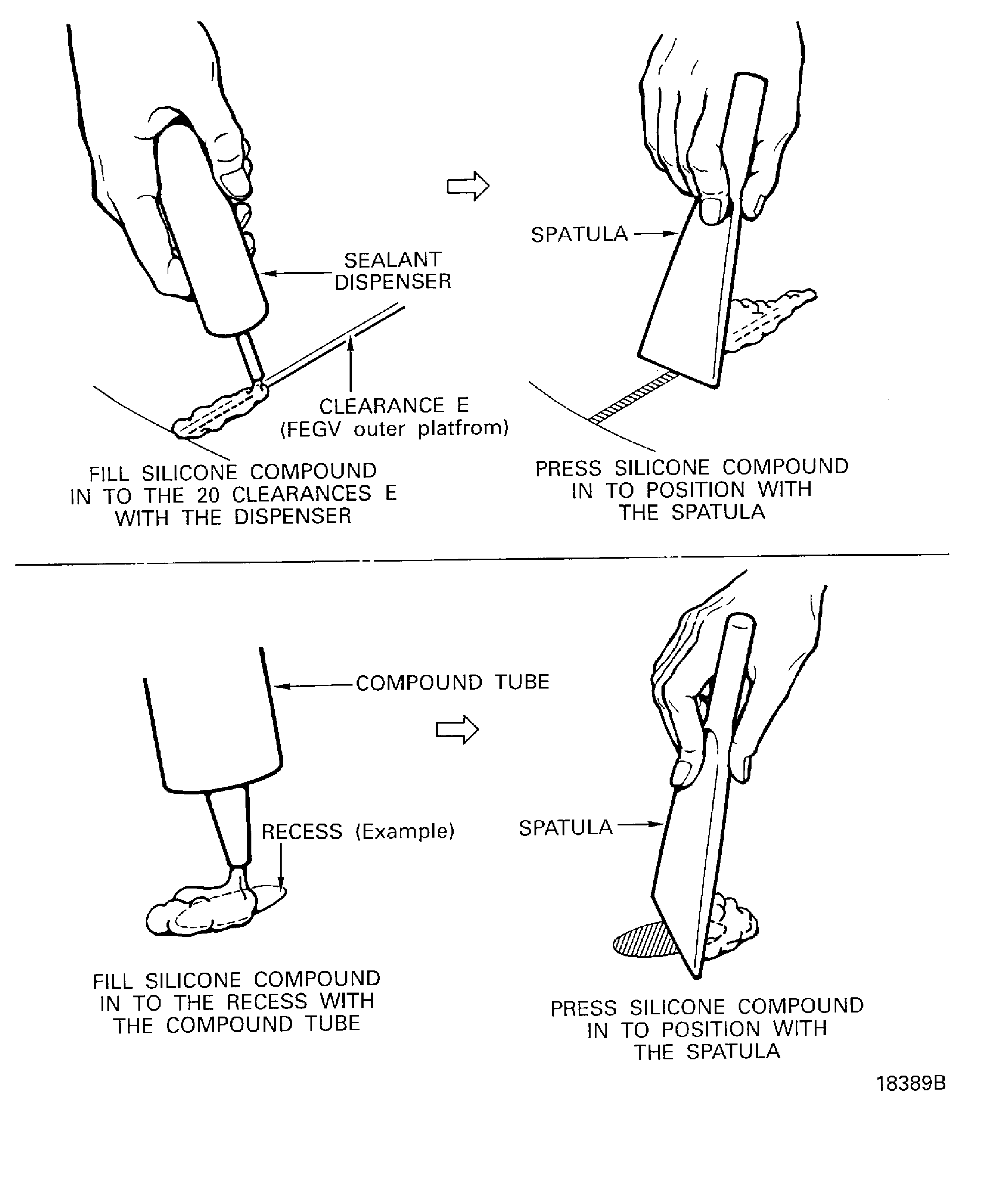 Fill silicone compound in to the recesses and the clearances and press it in to position