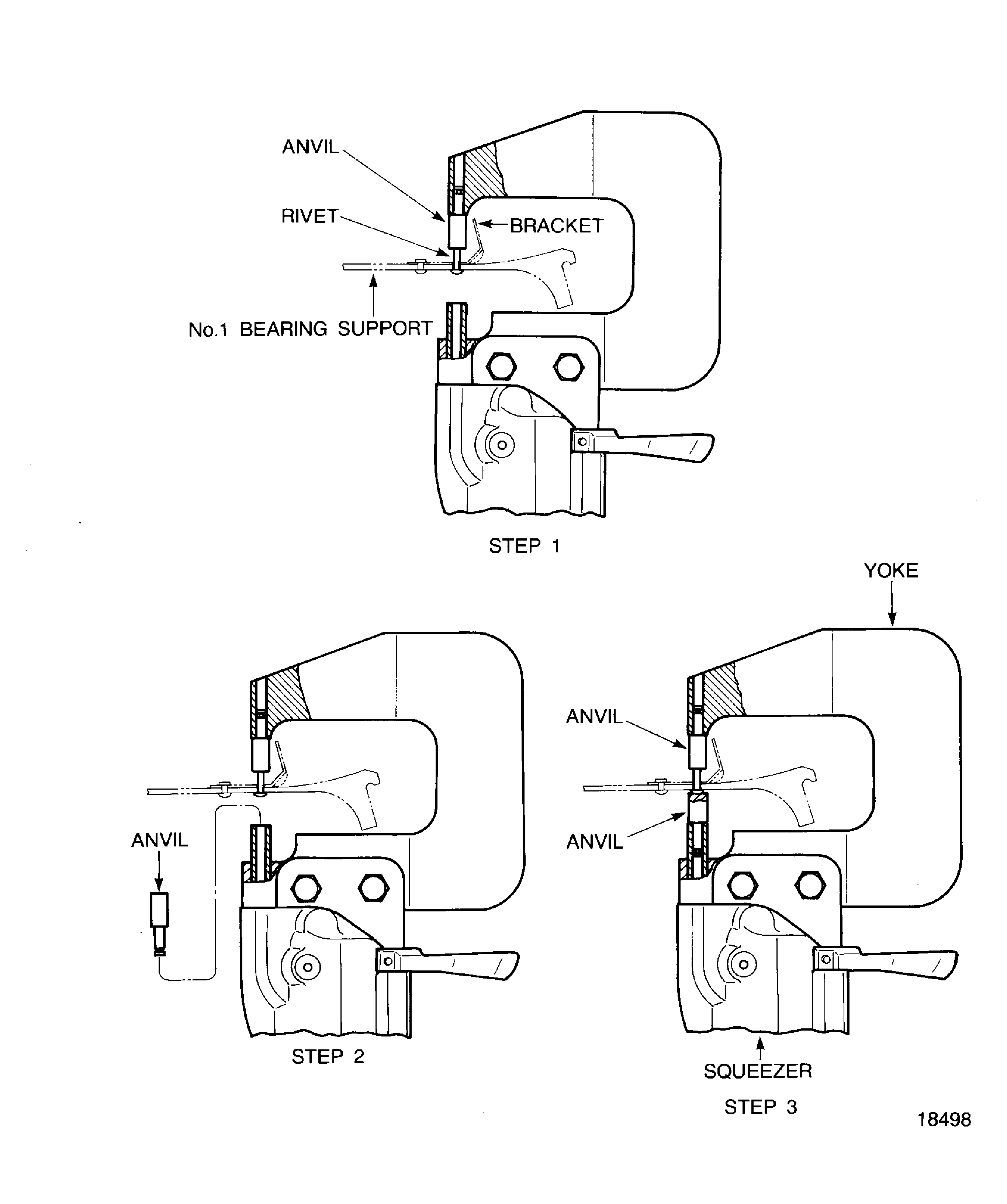 Replacement of the bracket of the No. 1 bearing rear support assembly