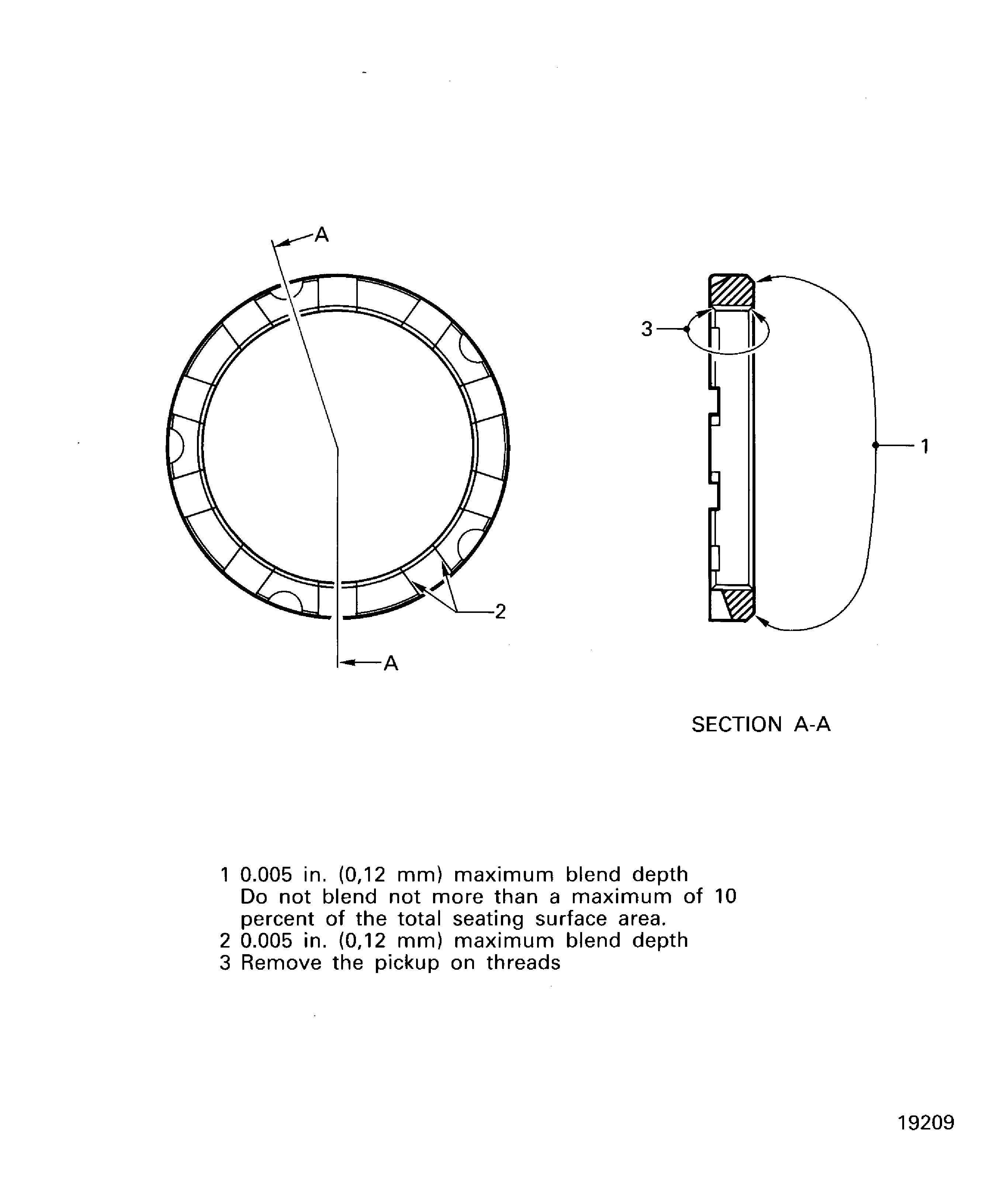 Round plain nut - repair limits