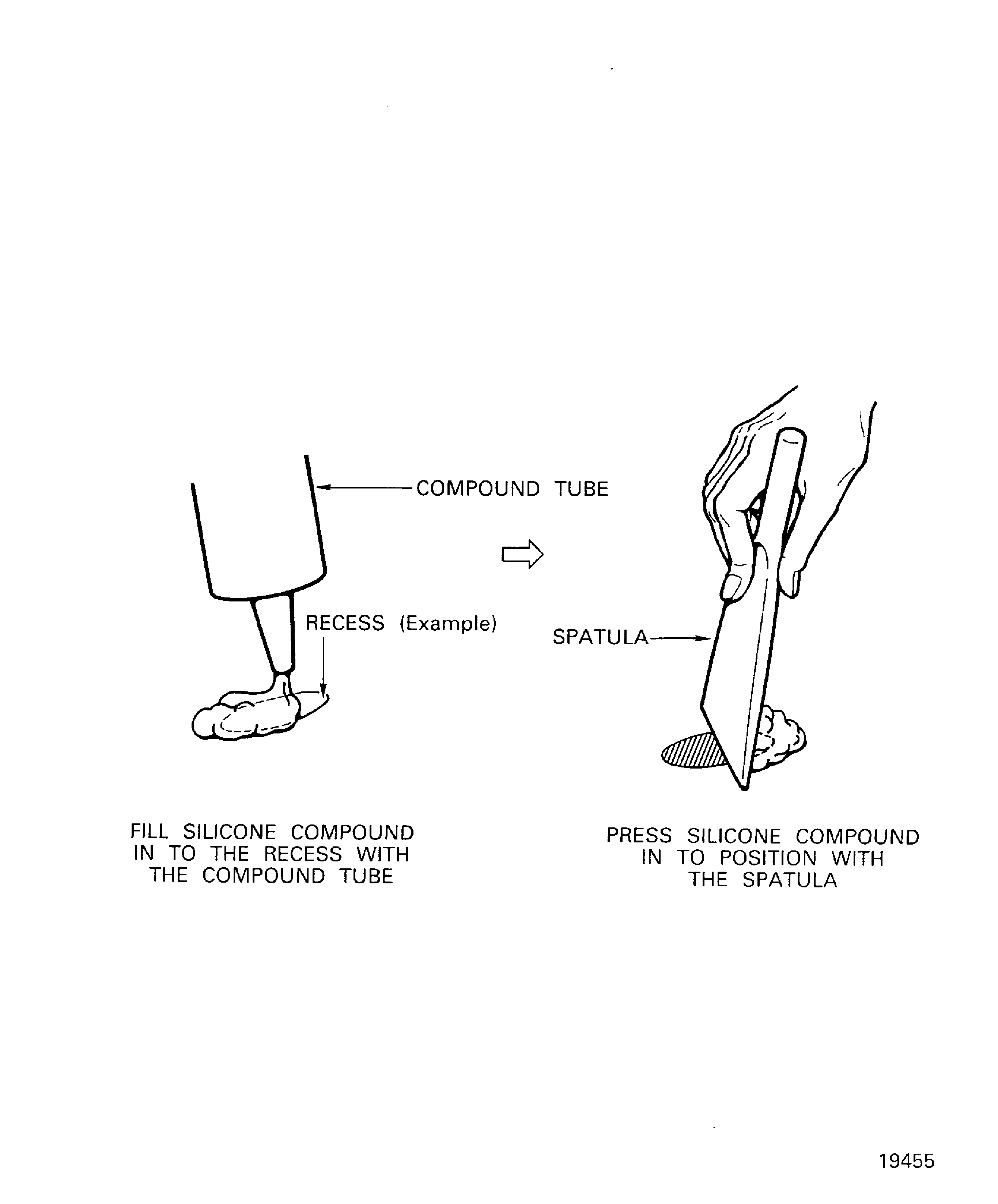Fill and press silicone compound into the recesses