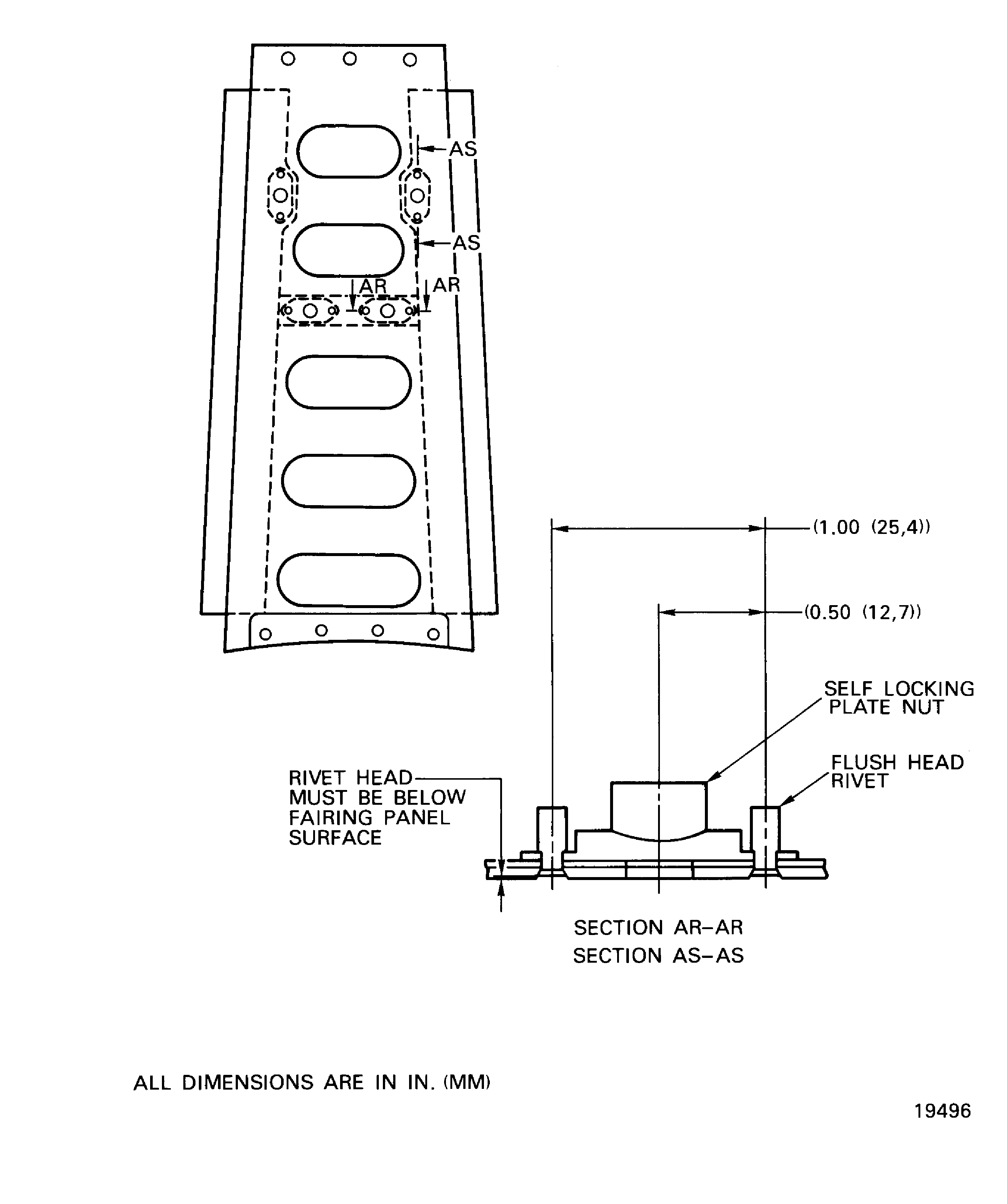 No.6 strut fairing panel - Replace the self locking plate nut
