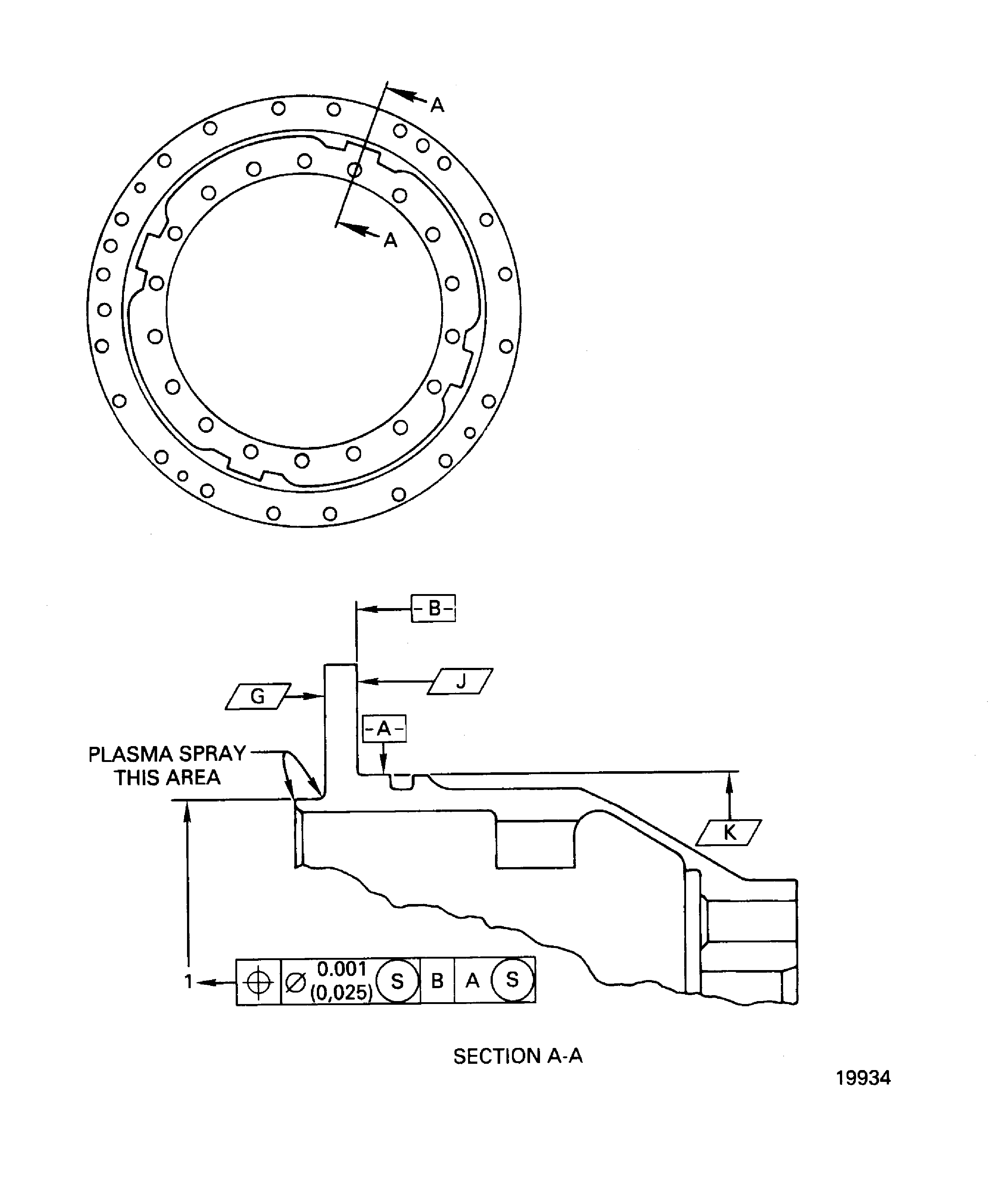 Outer front flange front diameter plasma coat repair