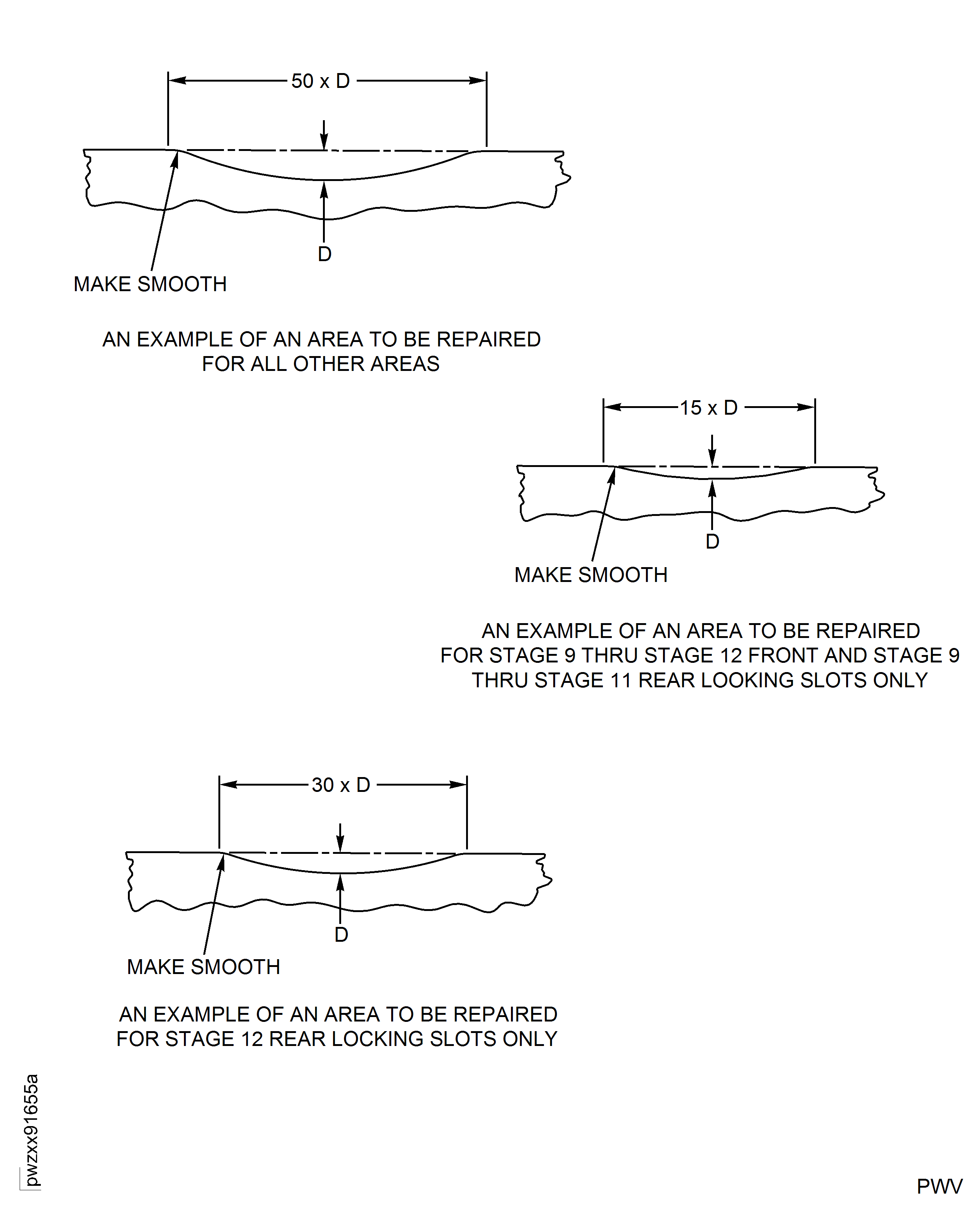 Repair Details And Dimensions - Assembly A, Assembly B, And Assembly C