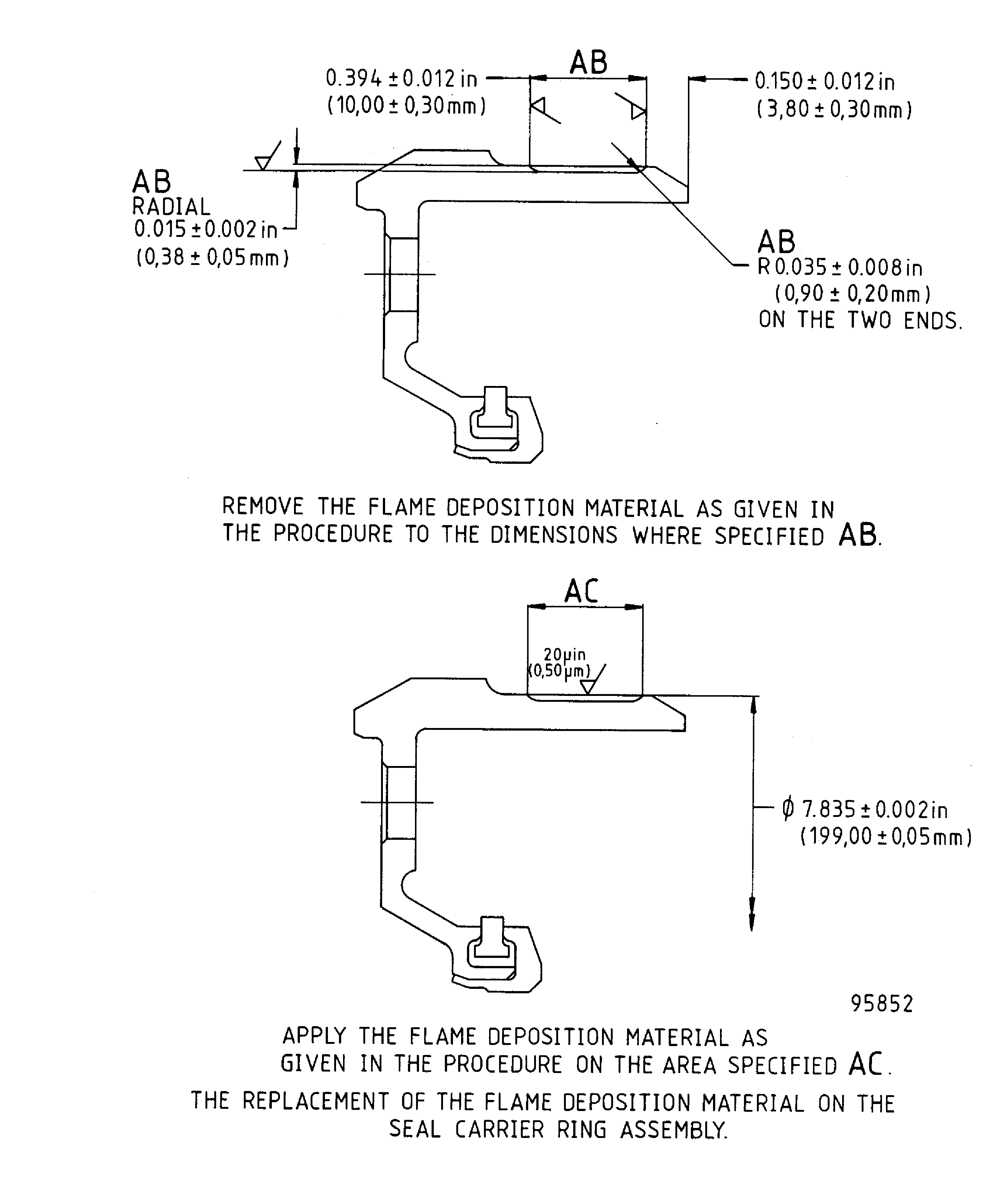 Repair details and dimensions - Assembly B