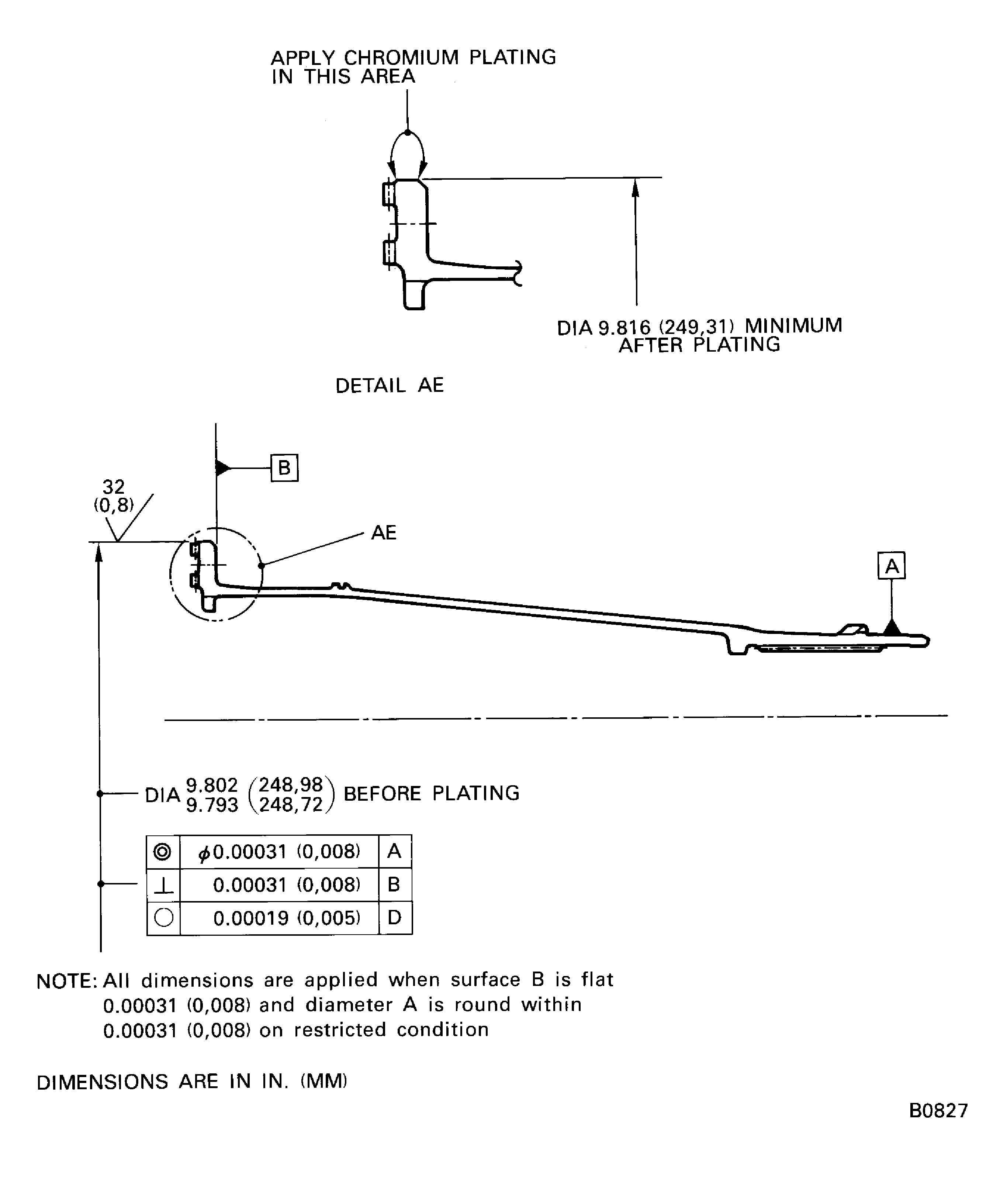 Apply chromium plating - Stub shaft assembly
