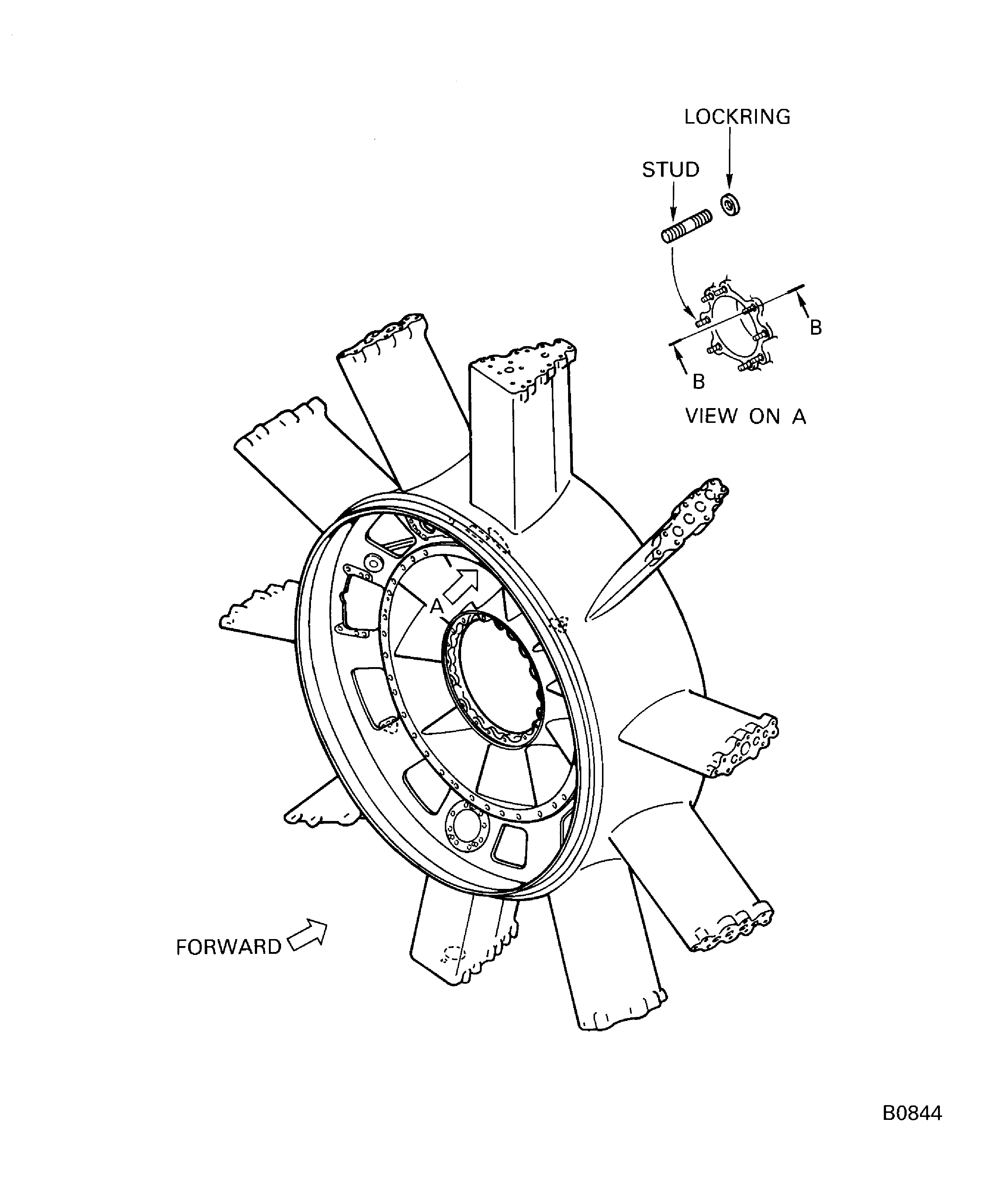 Fan Frame Assembly - Replace the ring locked stud for the mount tube