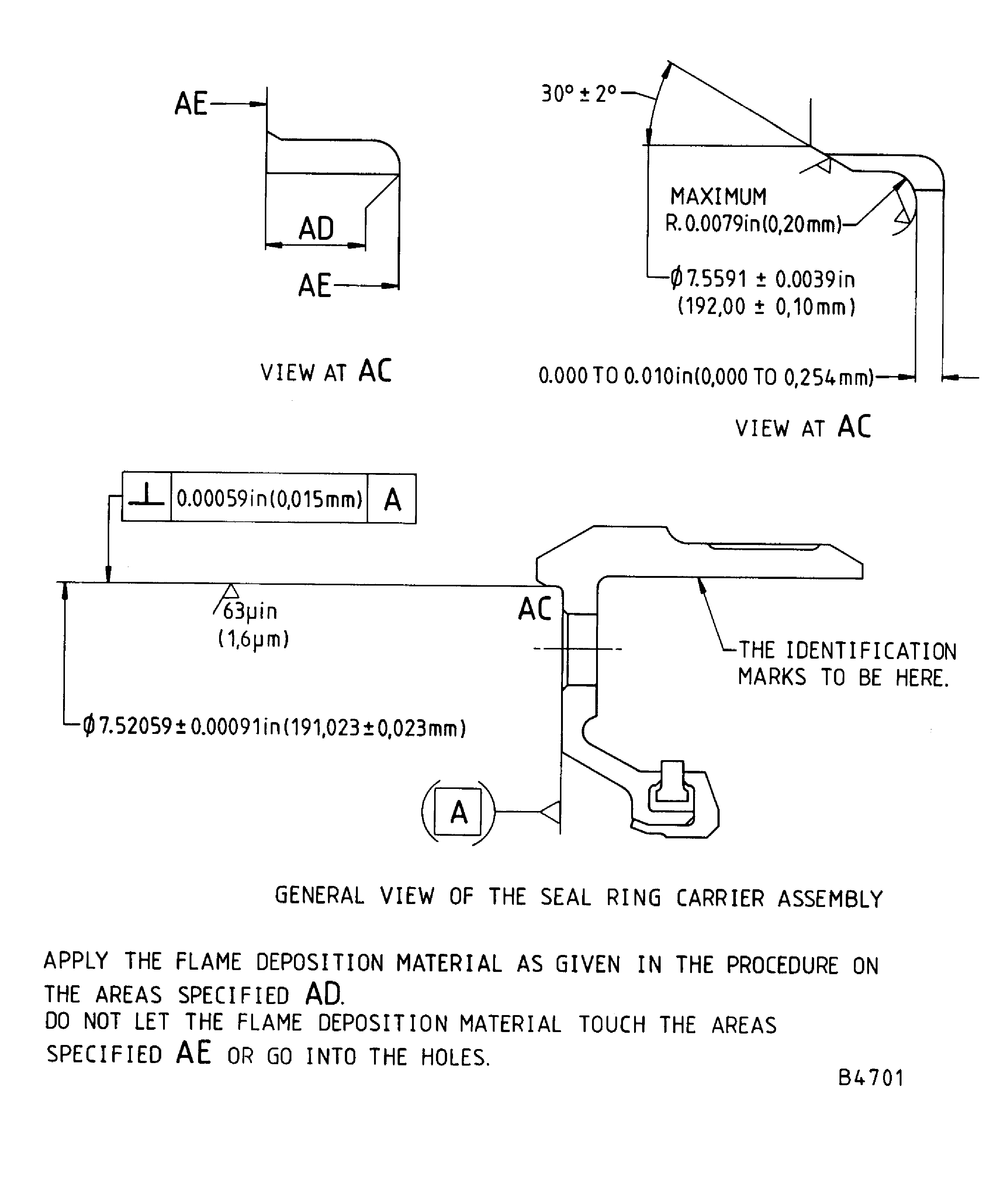 Repair details and dimensions - Assembly B