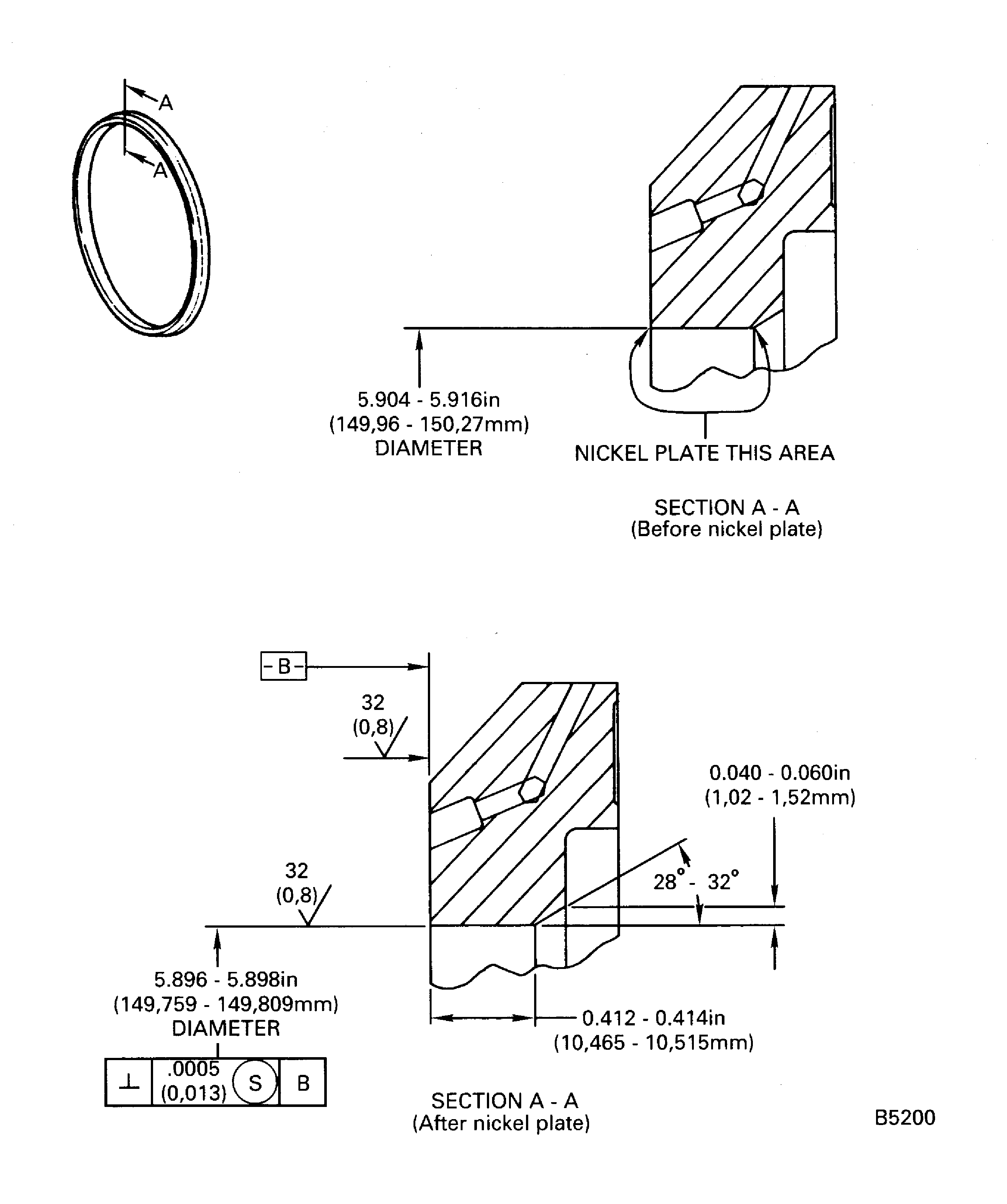No. 3 bearing seal seat nickel plate the pilot diameter