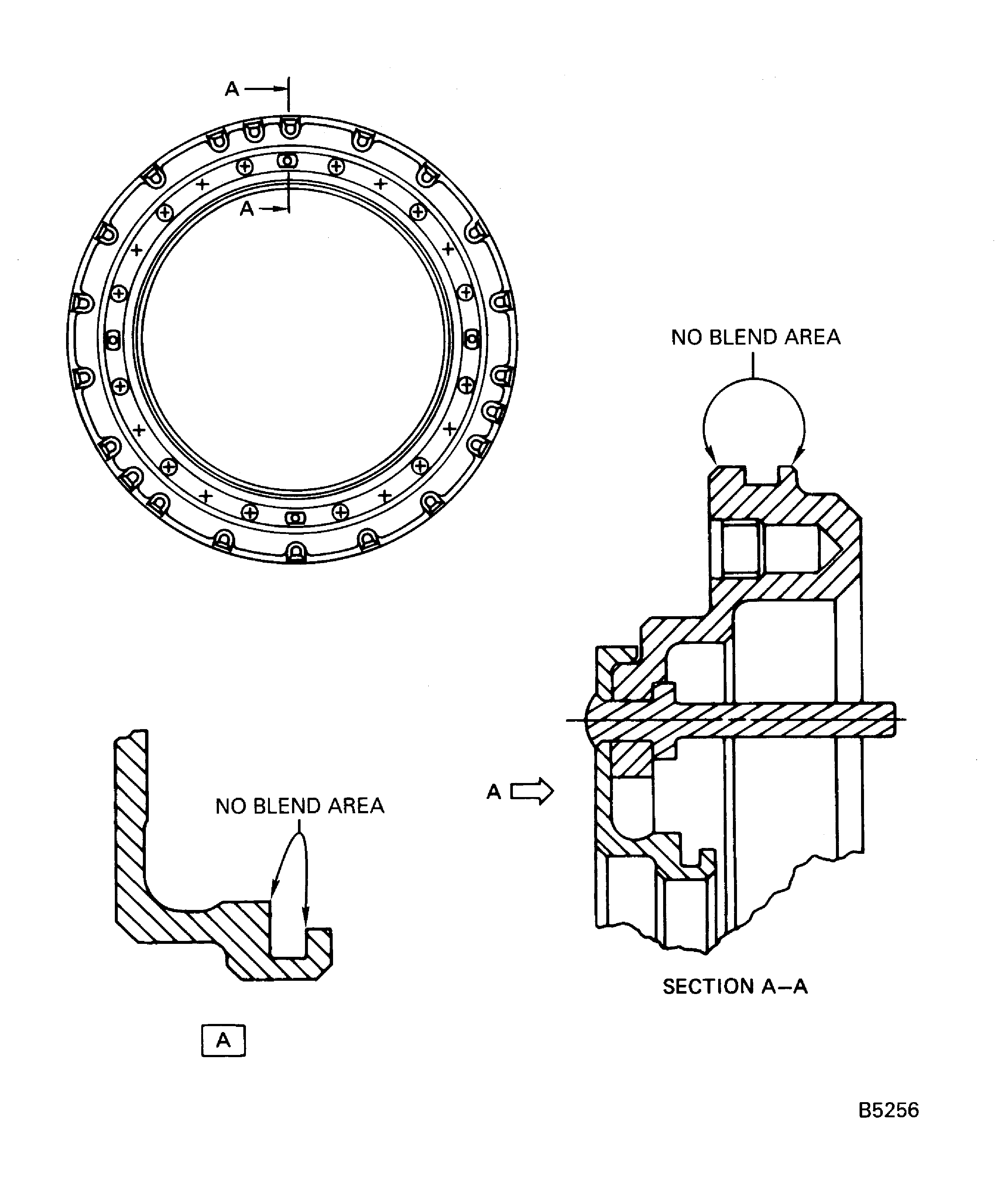 No. 1 bearing seal ring holder assembly blend repair areas