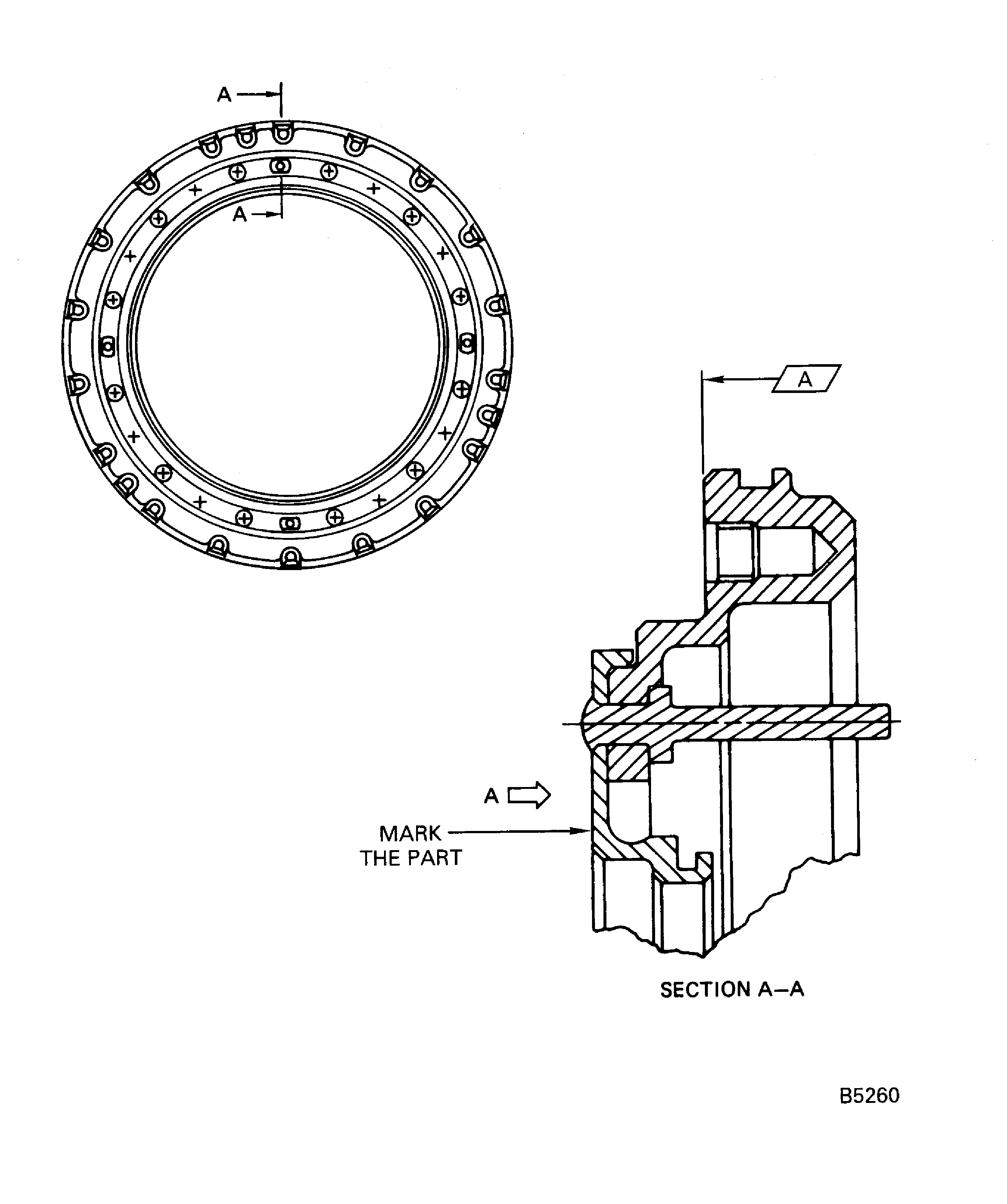 No. 1 bearing seal ring holder assembly oversize seal ring groove repair areas