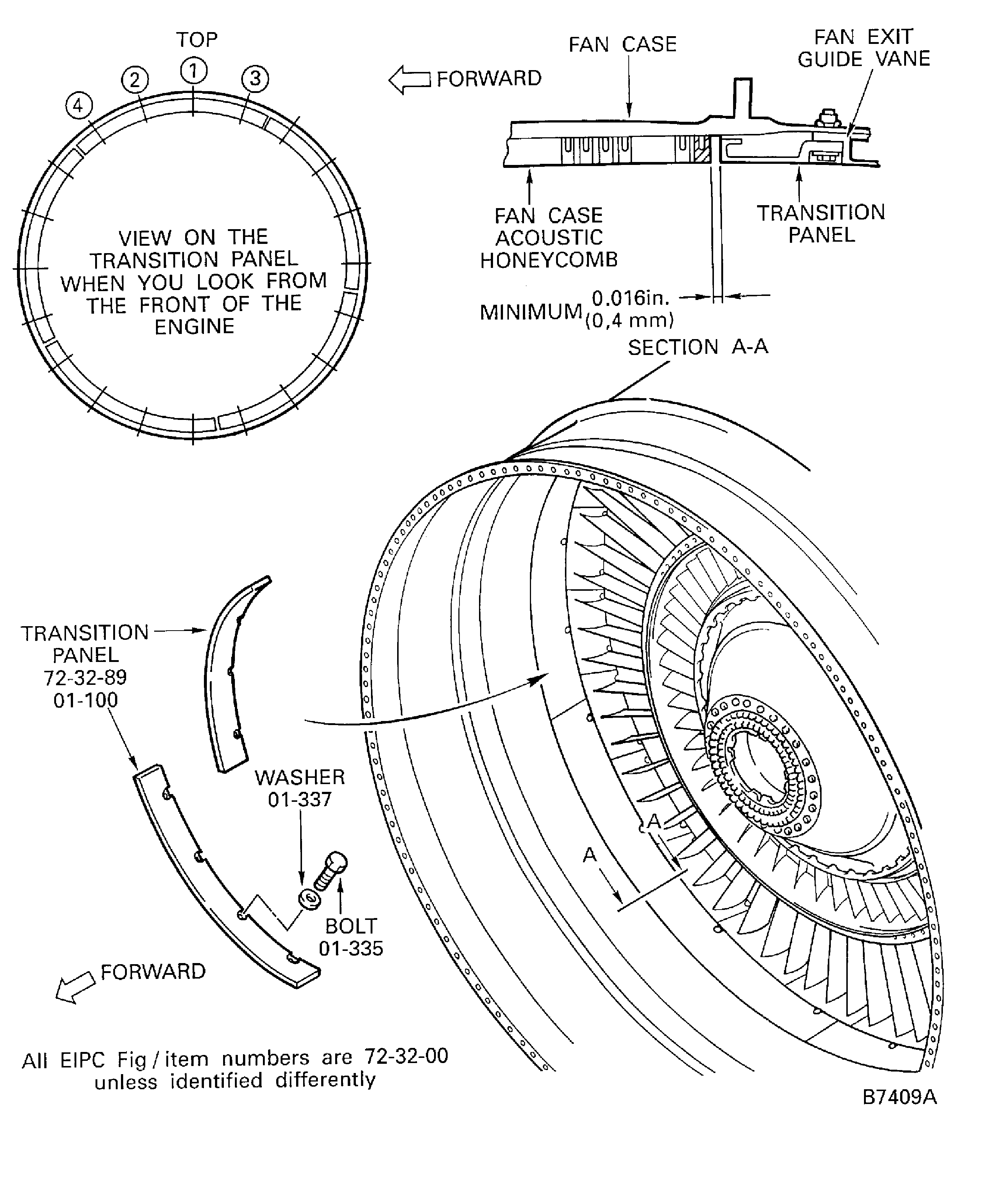Installation of the transition panels and otrque sequence of the bolts (01-335)